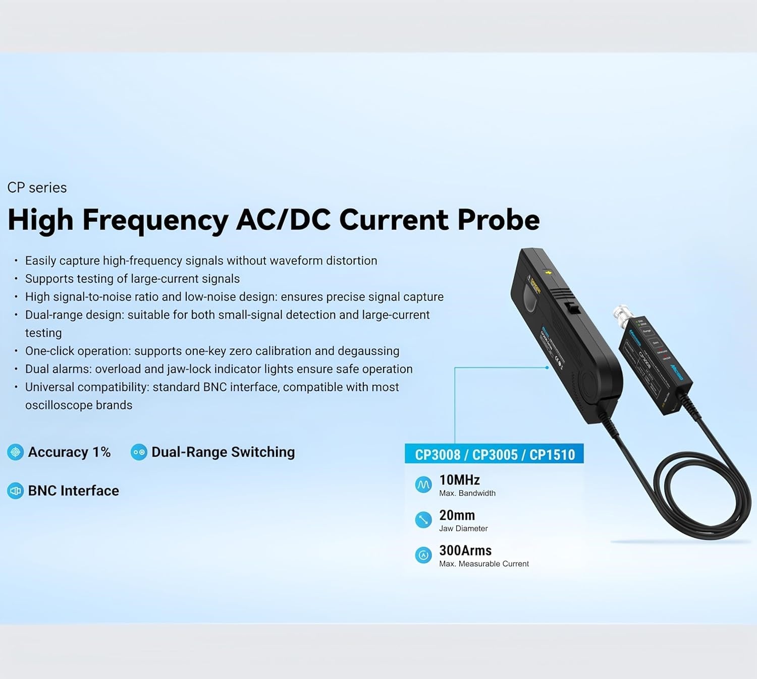 Micsig CP1510 AC/DC Akım Probu 10MHz, 150A