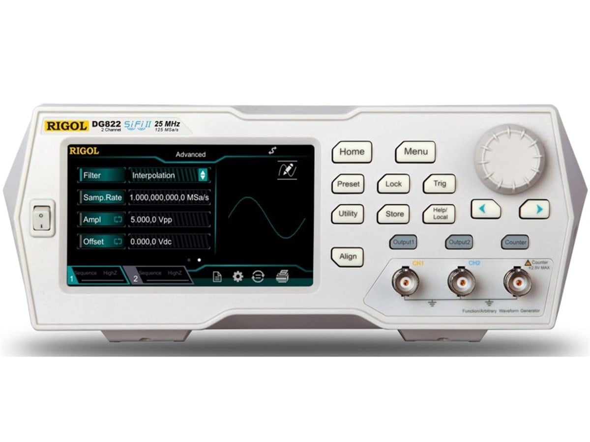 Rigol DG822 / 25MHz 2 Kanallı 16bit Fonksiyon - Keyfi Dalgaformu Sinyal Jeneratörü