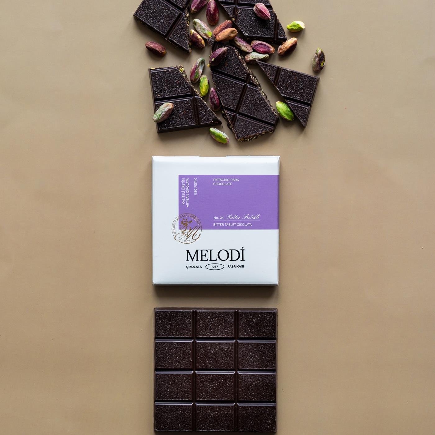 Fıstık Parçacıklı Bitter Çikolata Tablet 60g