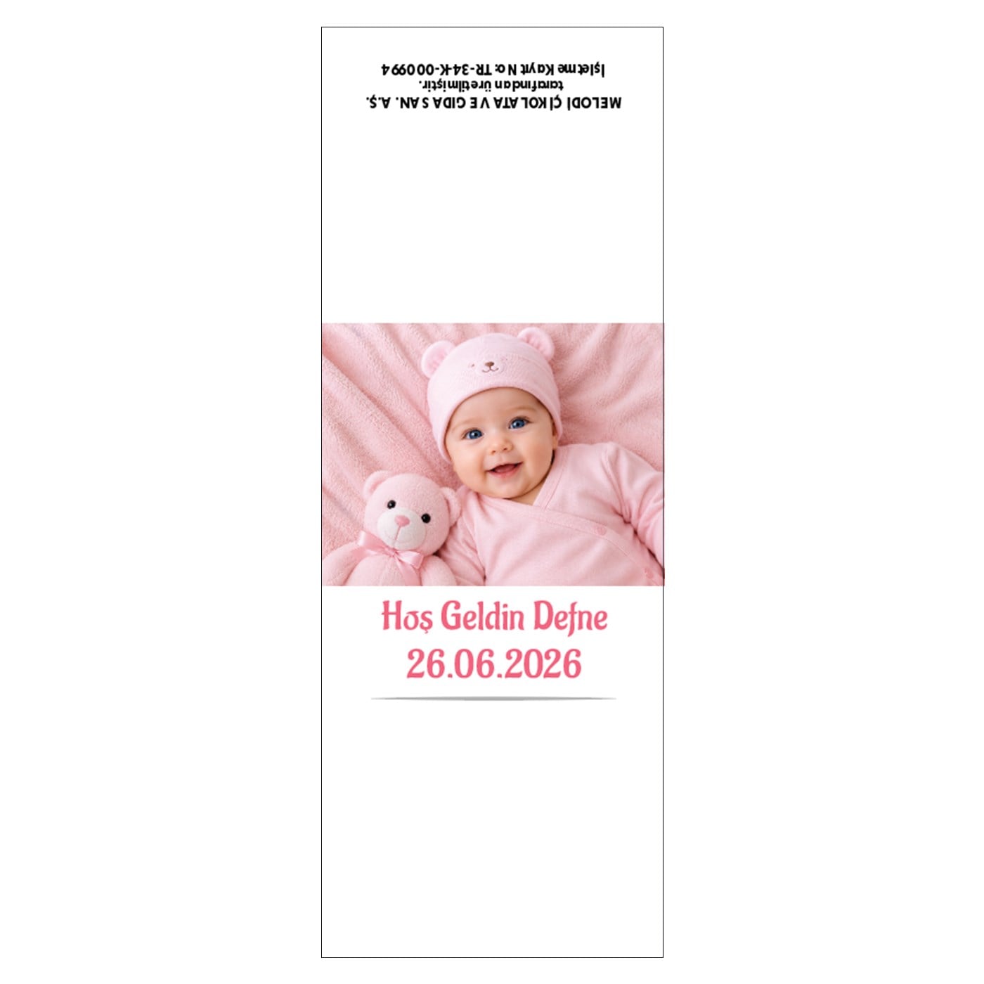 Kişiye Özel Fotoğraflı Kız Bebek Madlen Çikolata 500g
