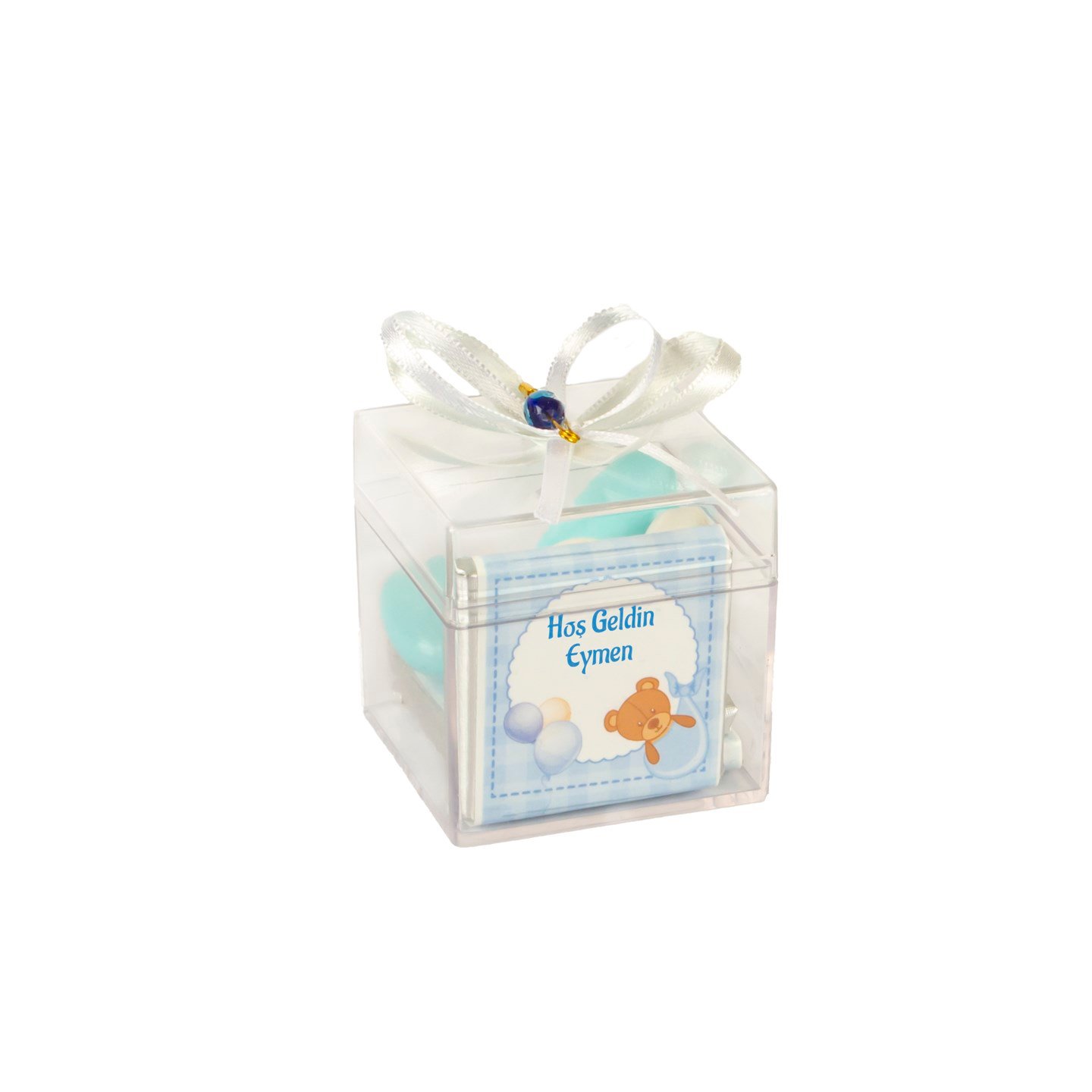 Nazar Boncuklu Küp-İsme Özel Erkek Bebek Çikolatası