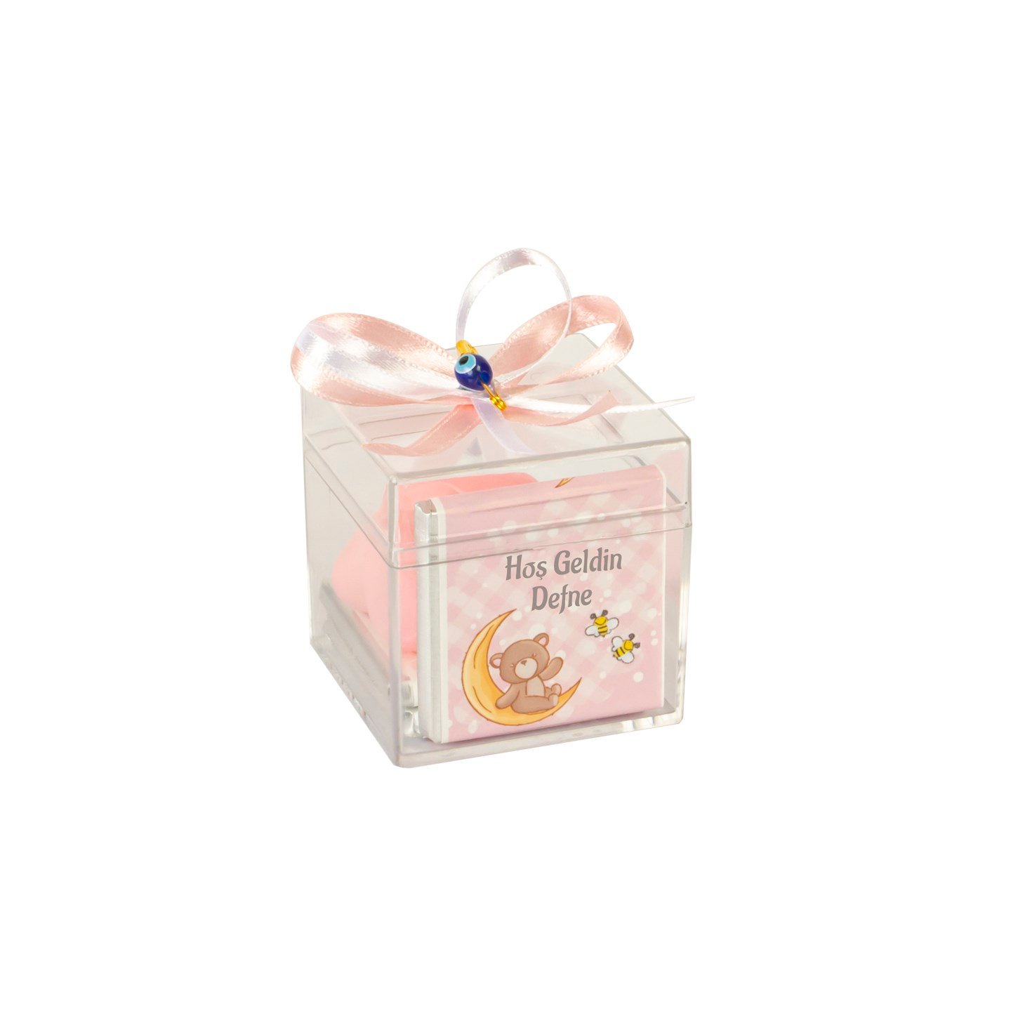 Nazar Boncuklu Küp-İsme Özel Kız Bebek Çikolatası