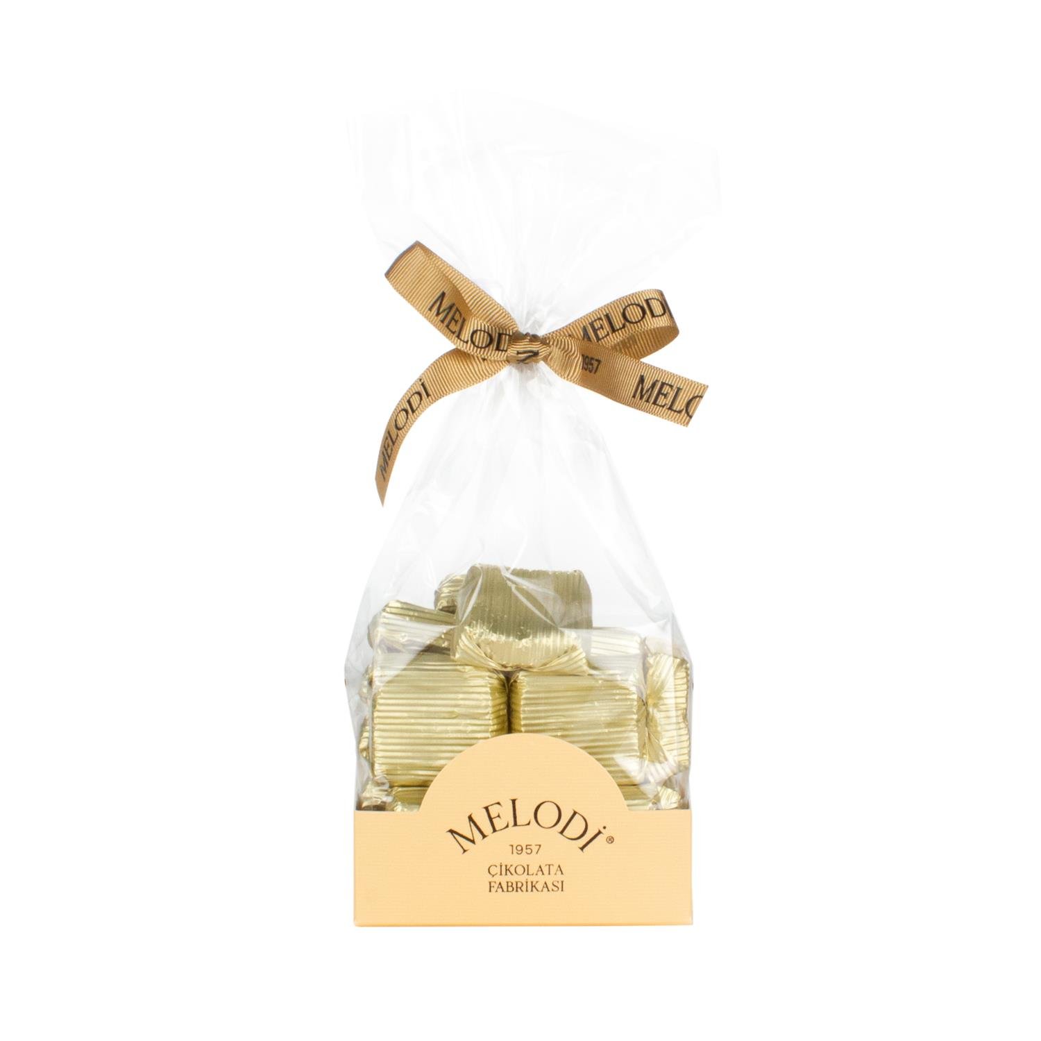 Yaldızlı Kare Tablet Fıstıklı Çikolata  Altın Yaldız 500g