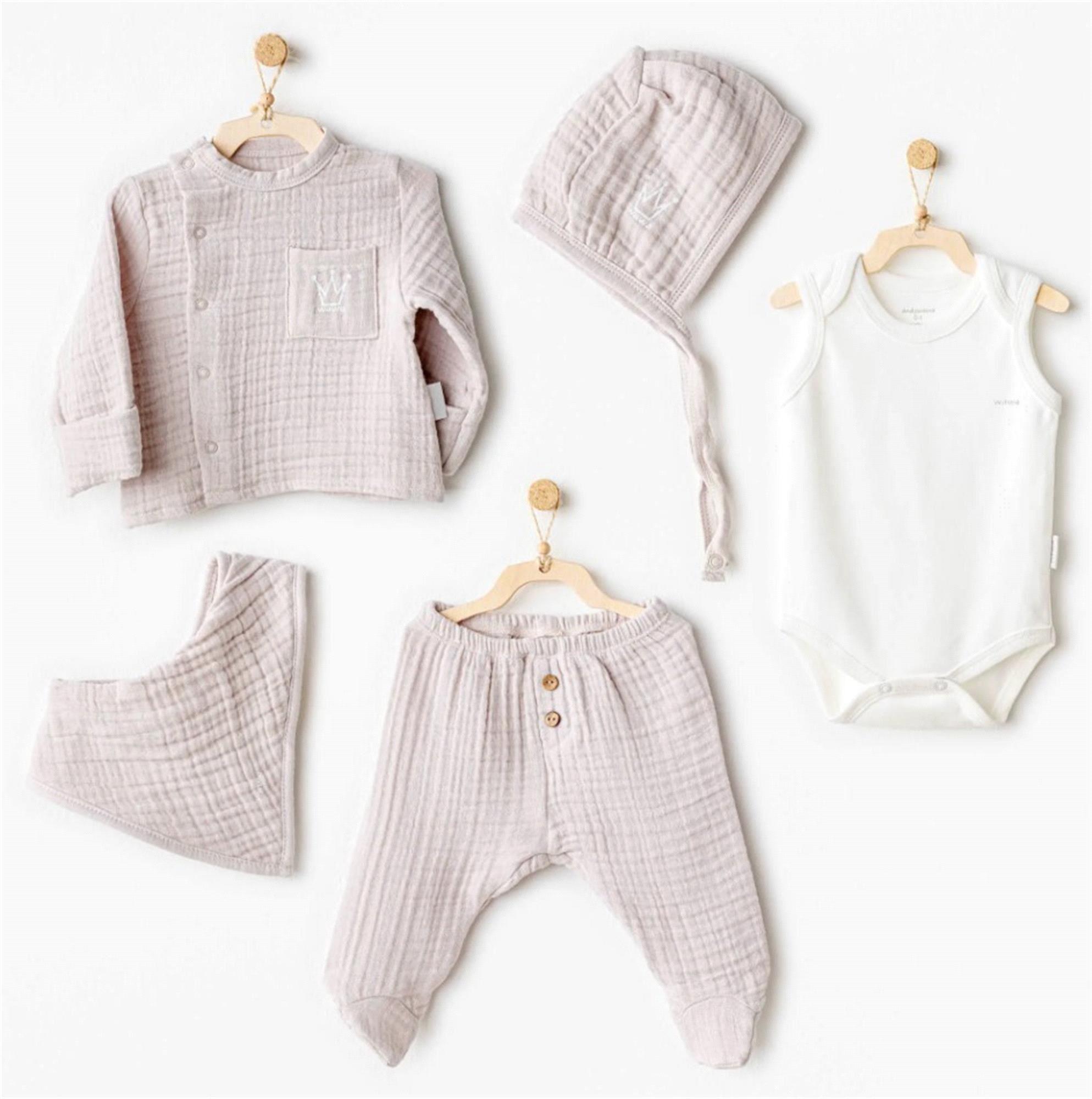 Andywawa Erkek Bebek 5'li Hastane Çıkış Seti Gri AC25830