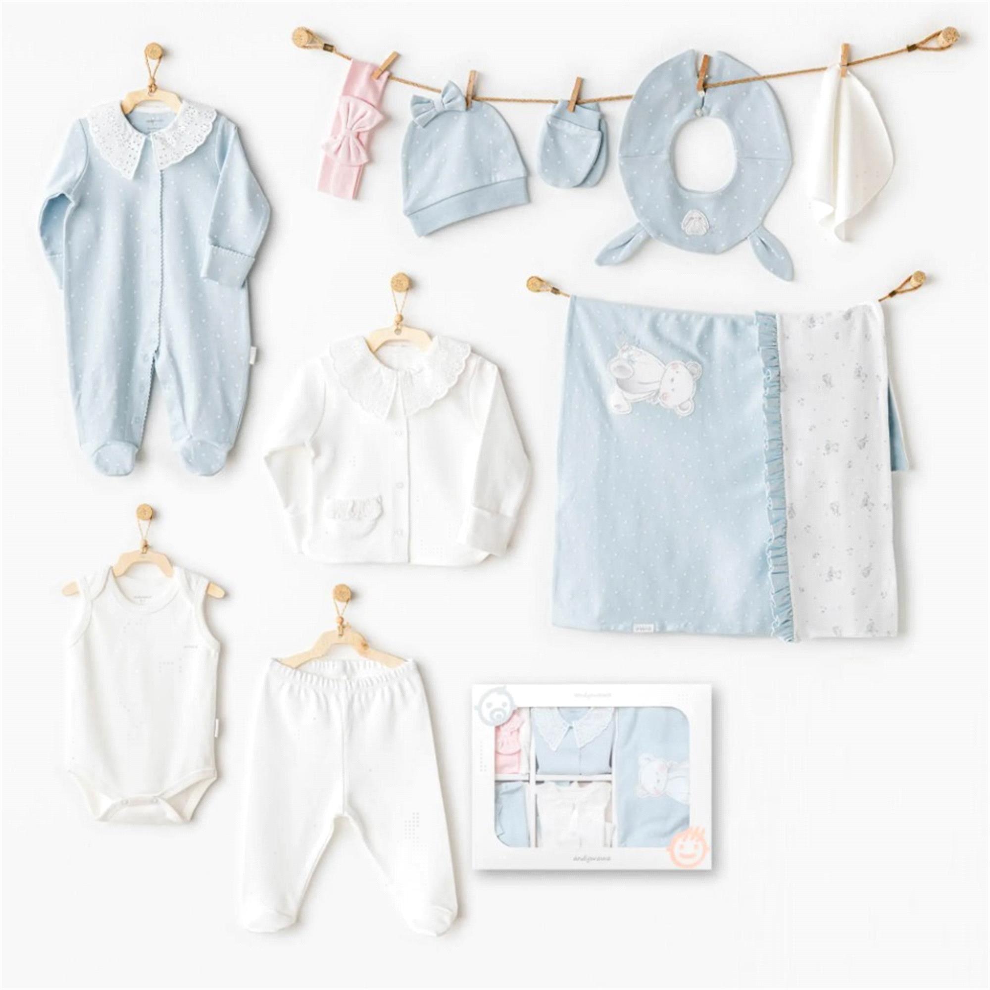 Andywawa Kız Bebek 10'lu Hastane Çıkış Seti Mavi-Pembe AC25651