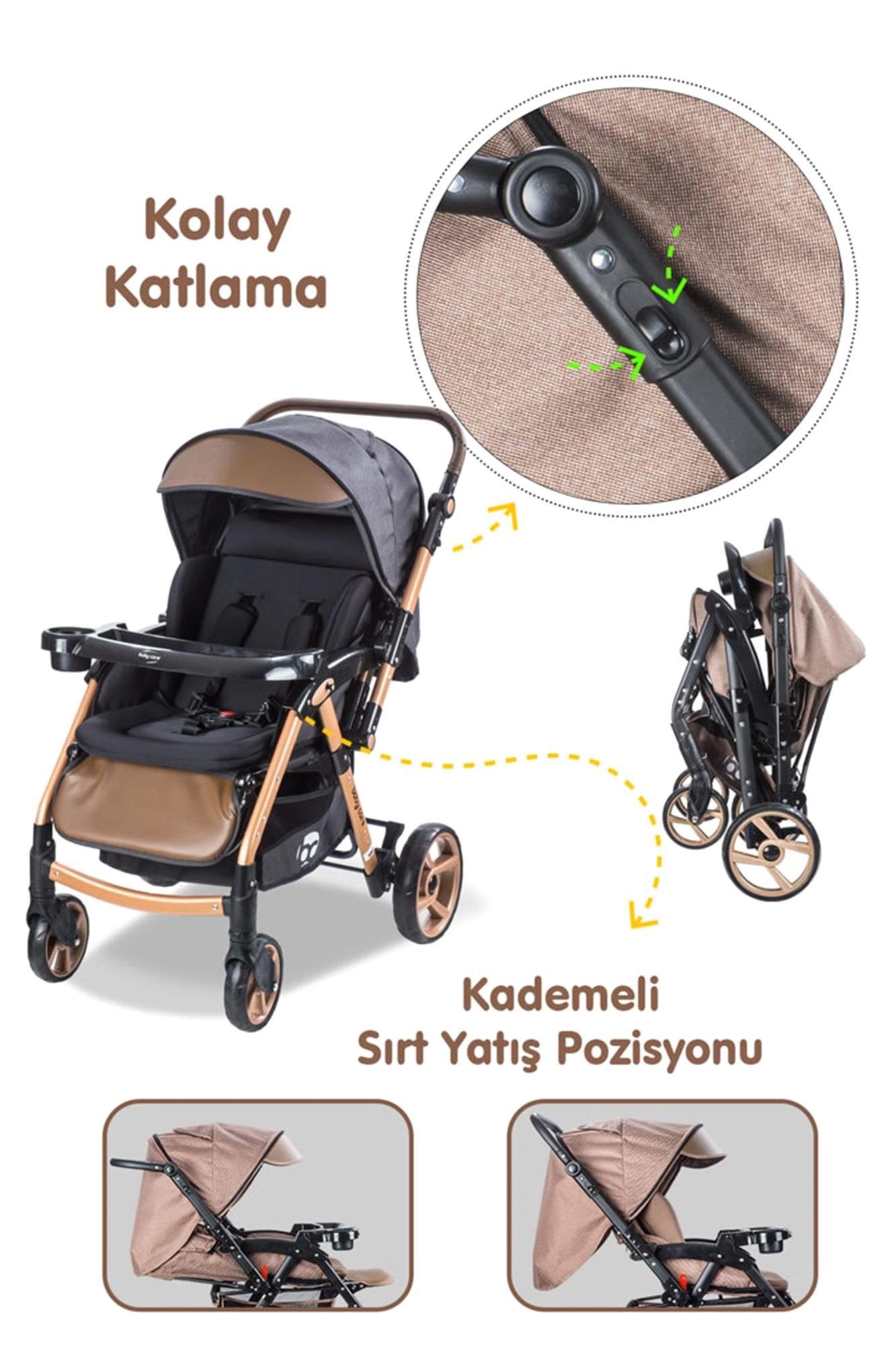Baby Care BC-500 Combo Bebek Arabası Gold/Siyah