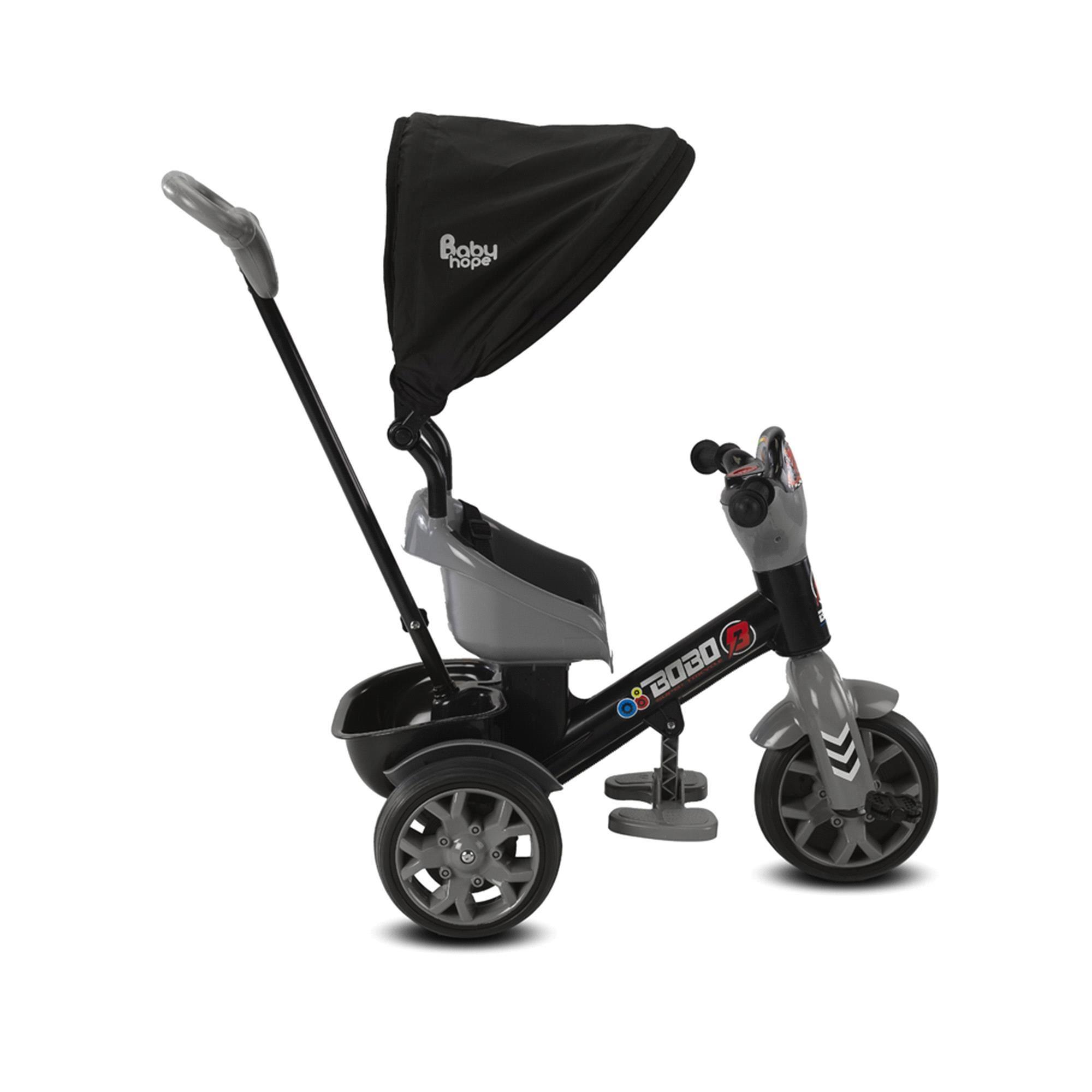 Babyhope Bobo Speed 3 Tekerlekli Tenteli Bisiklet Gri