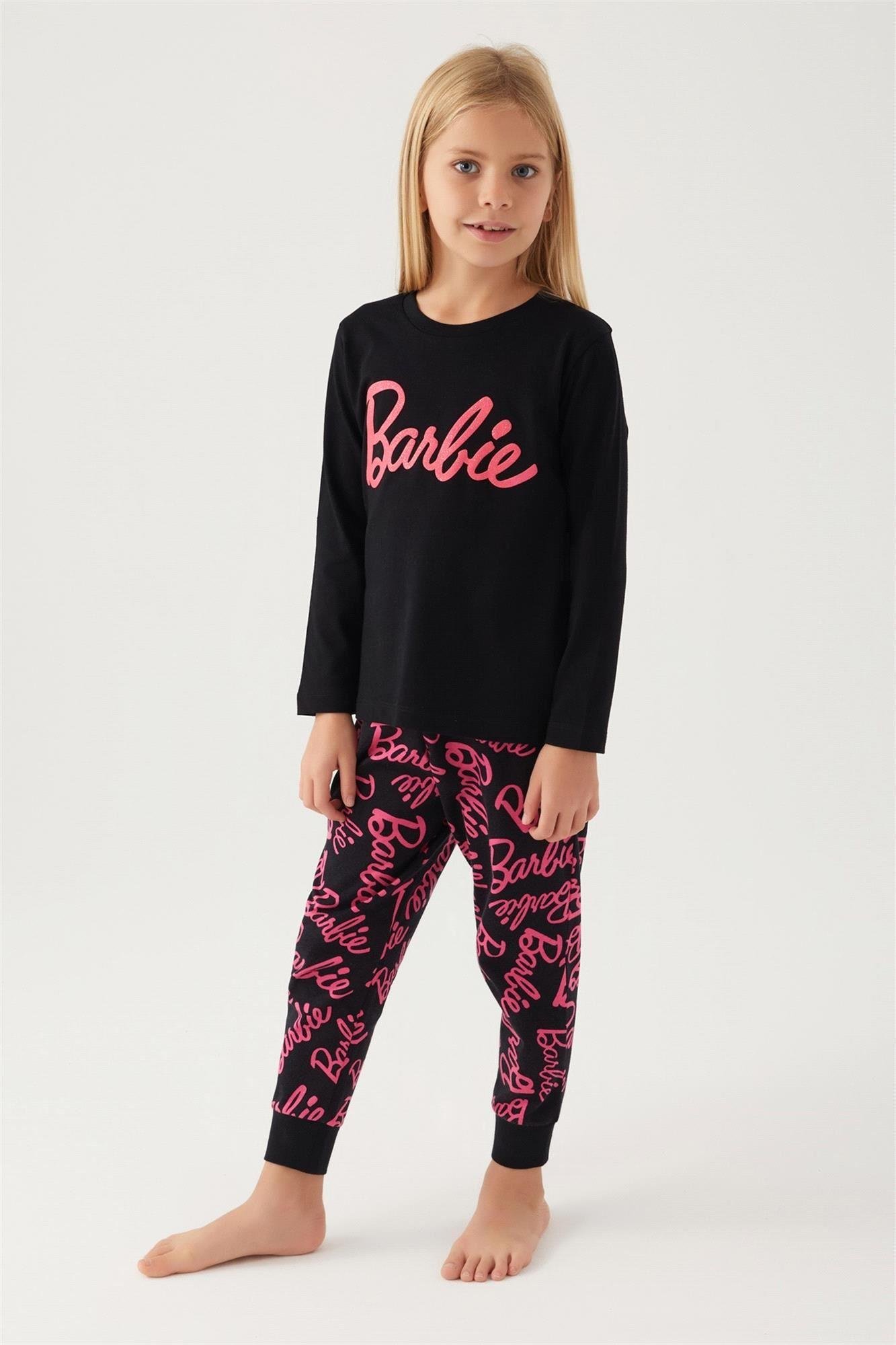 Barbie Kız Çocuk Pijama Takım Siyah L1766-3