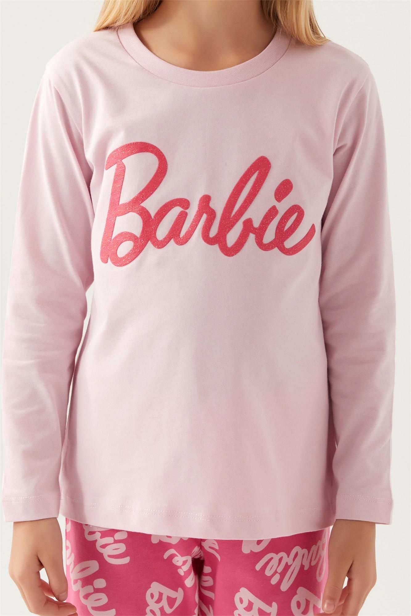 Barbie Kız Çocuk Pijama Takımı Toz Pembe L1766-3