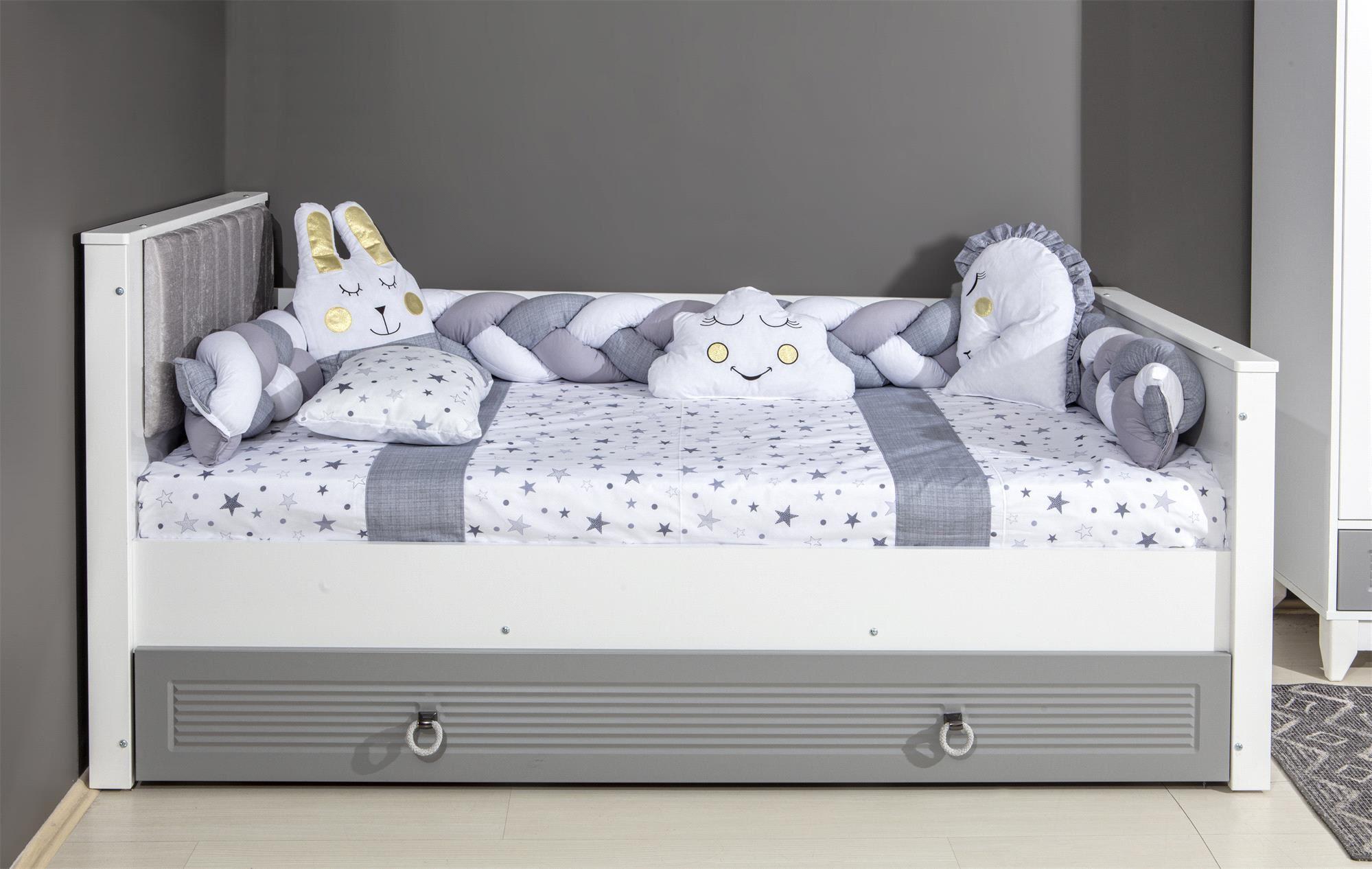 Jadeer Gold Montessori Örgülü Nevresimli Uyku Seti Gri