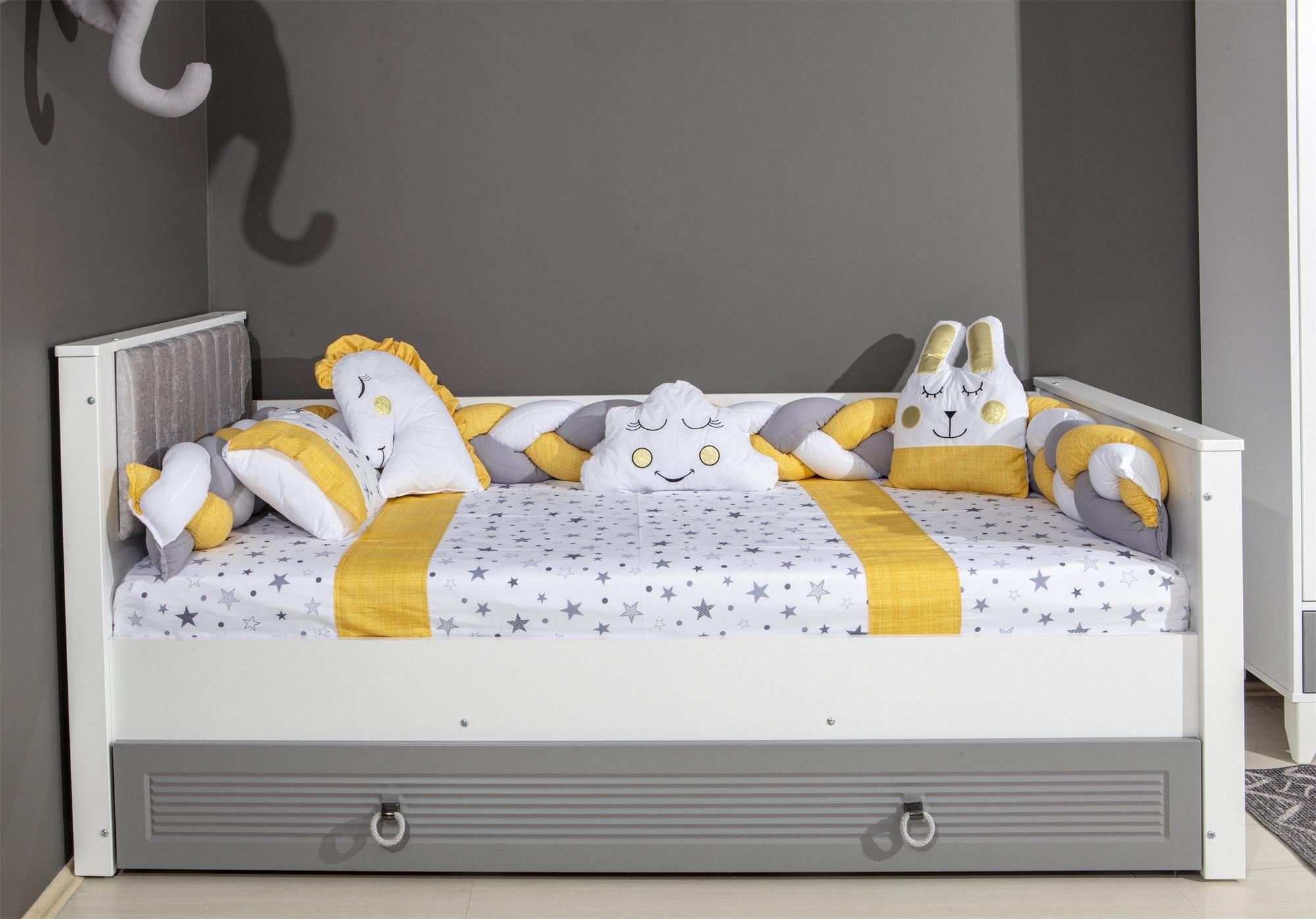 Jadeer Gold Montessori Örgülü Nevresimli Uyku Seti Sarı 