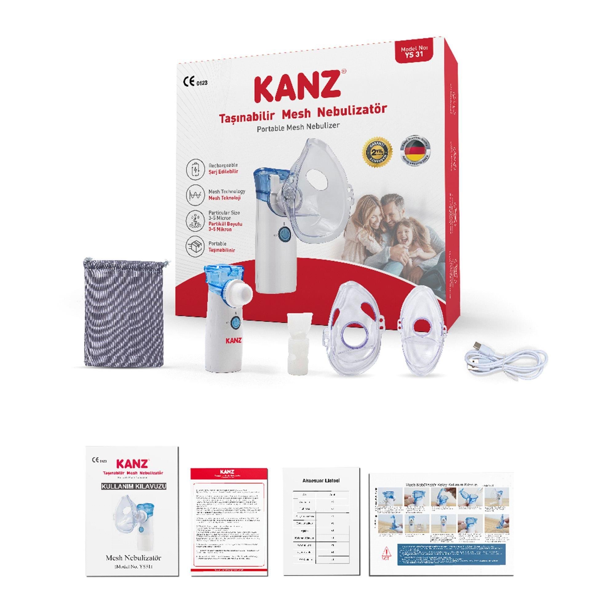 Kanz KNZ-0711 Şarjlı Taşınabilir Mini Mesh Nebülizatör 