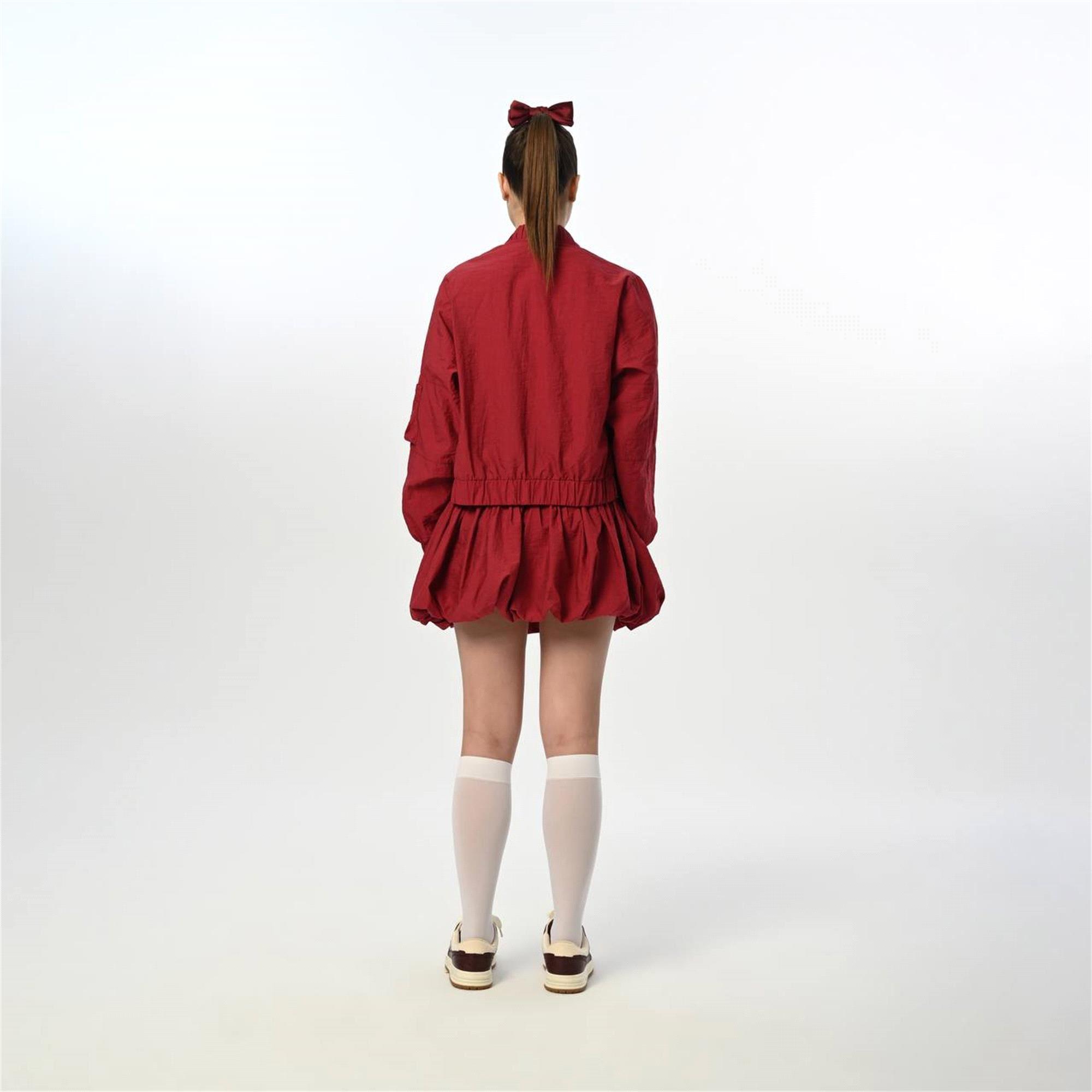 Loco Loco Fermuarlı Ceket Etek Takım Vişne 7418