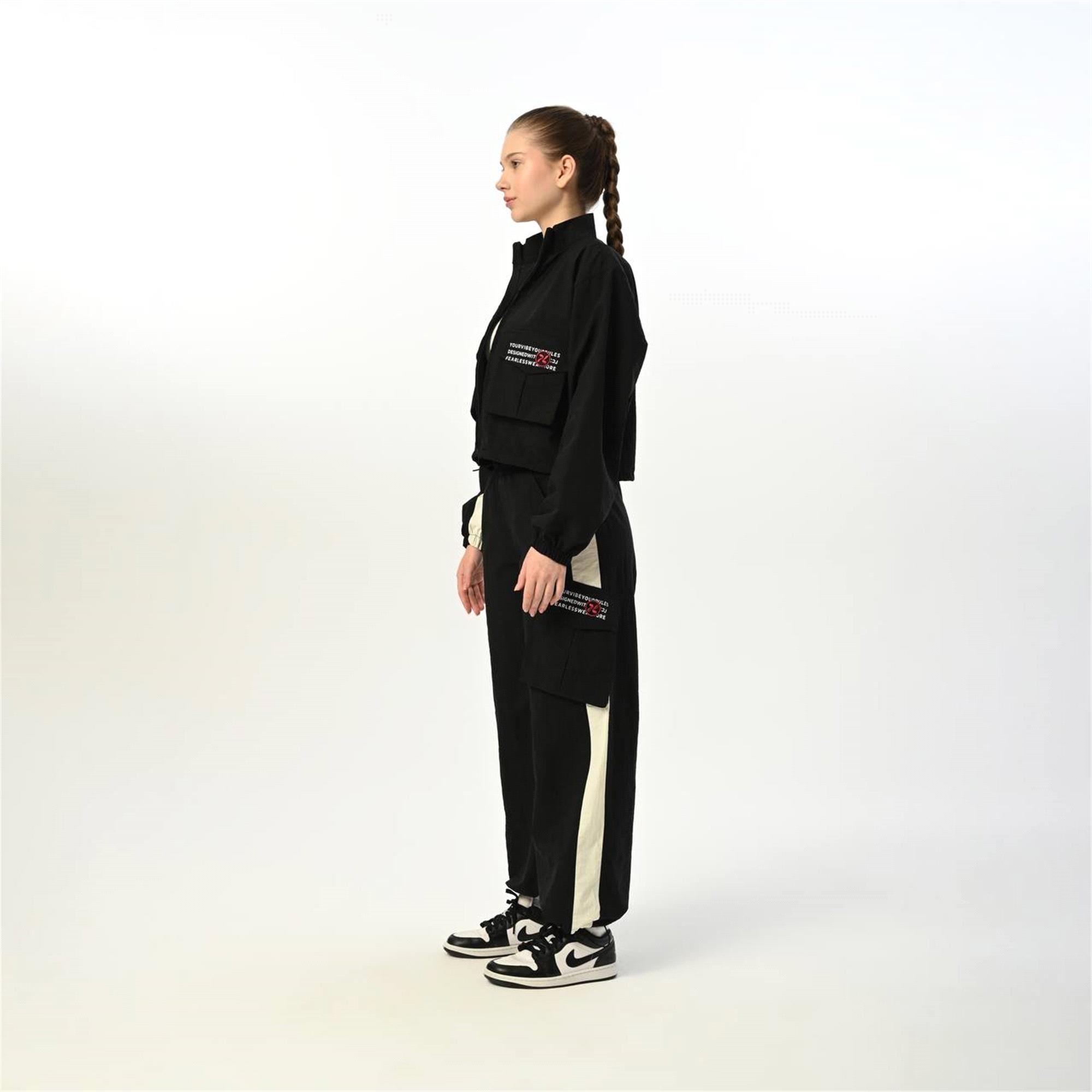 Loco Loco Kız Genç Cepli Ceket Pantolon Takım Siyah 7420