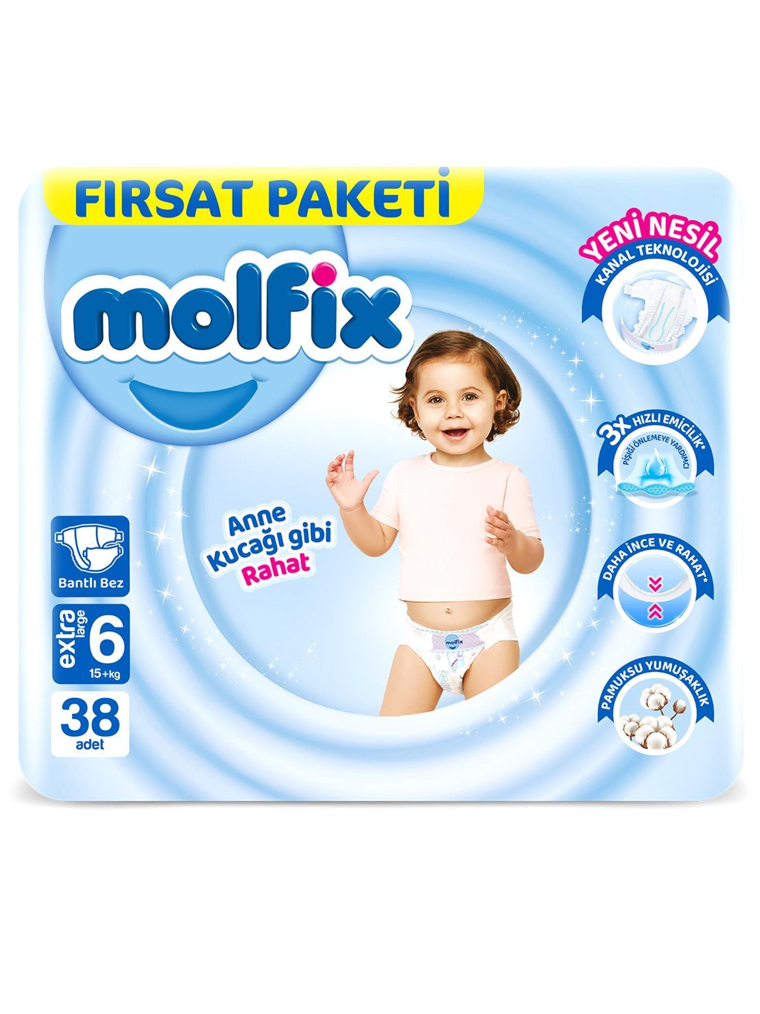 Molfix Fırsat Paketi No:6 Extra Large Bebek Bezi 38 Adet 15+ Kg