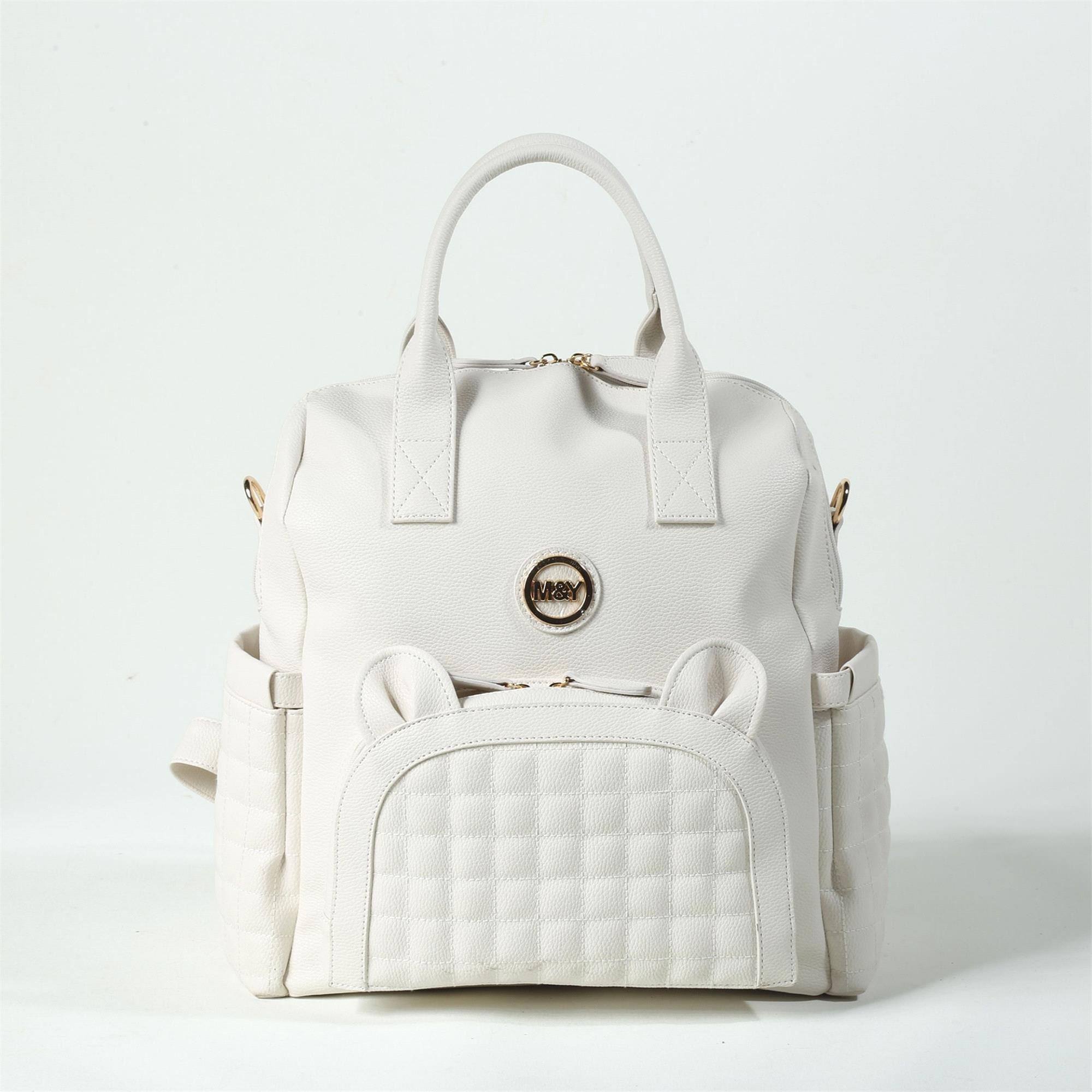 MY Collection Kıtty Deri Anne Bebek Bakım Sırt Çantası Krem 7271