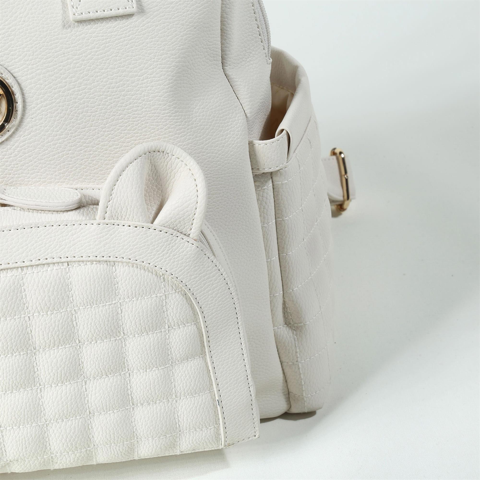 MY Collection Kıtty Deri Anne Bebek Bakım Sırt Çantası Krem 7271