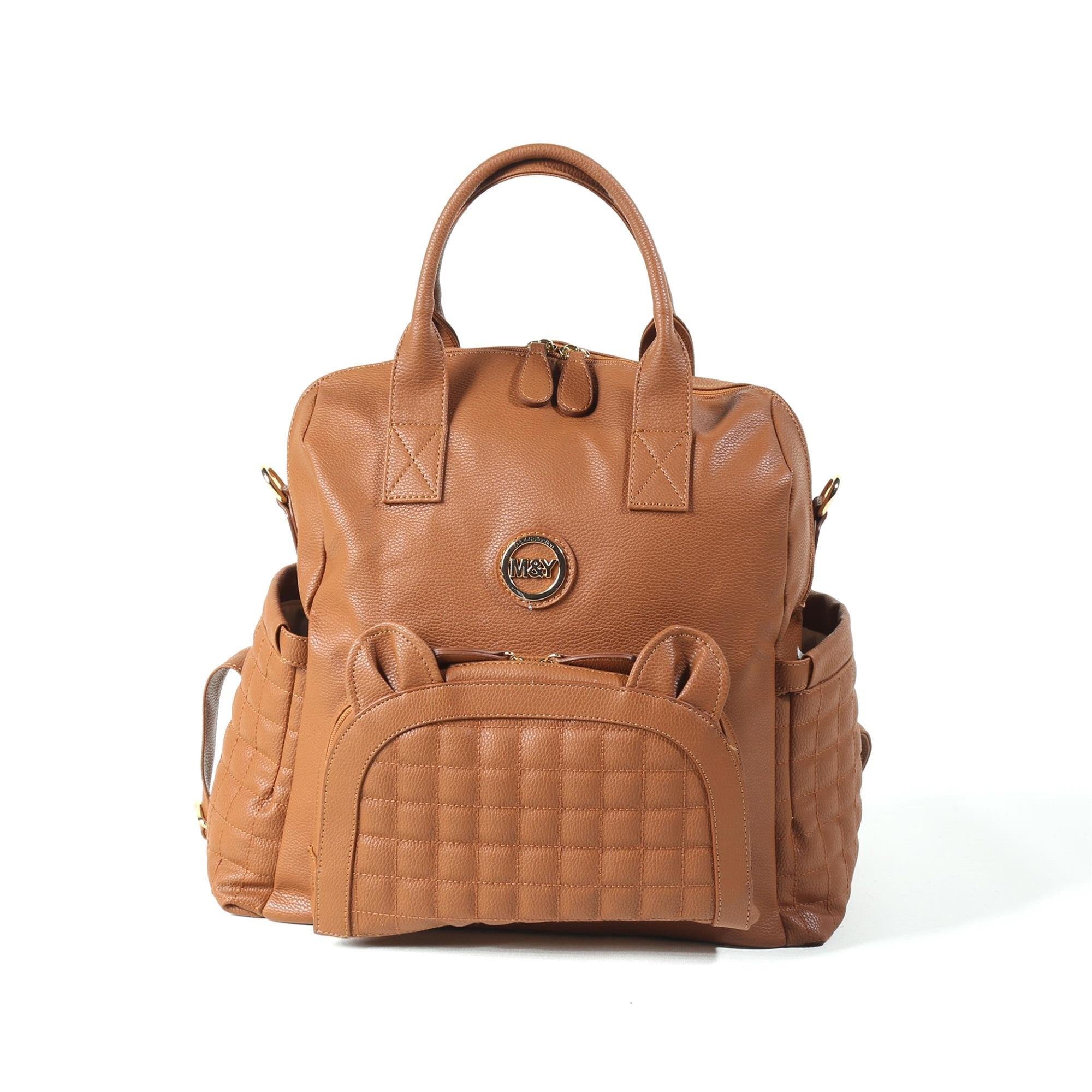 MY Collection Kıtty Deri Anne Bebek Bakım Sırt Çantası Taba 7271