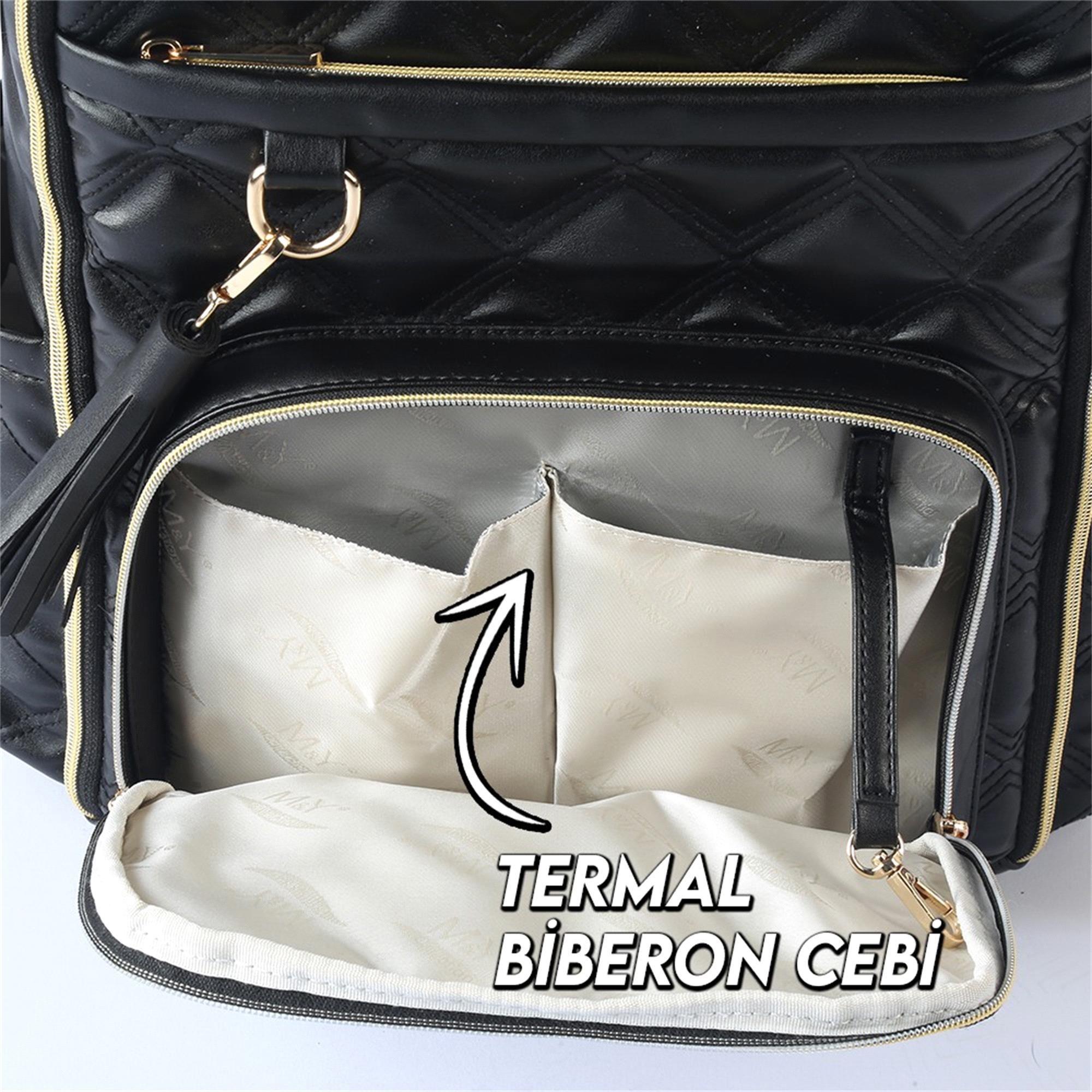 MY Collection Oeste Deri Anne Bebek Bakım Çantası Siyah 7300