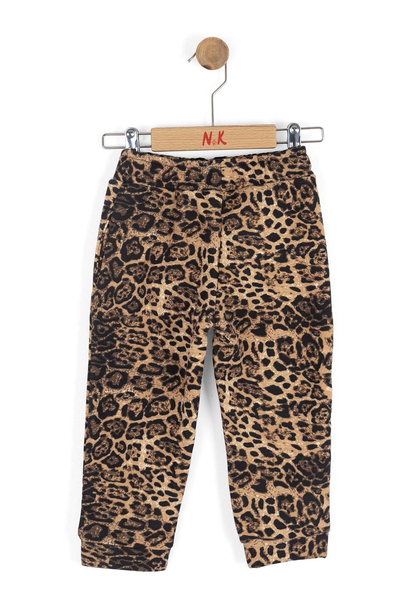 NK Kids Kız Bebek Leopar Desenli Pantolon Kahverengi 59607
