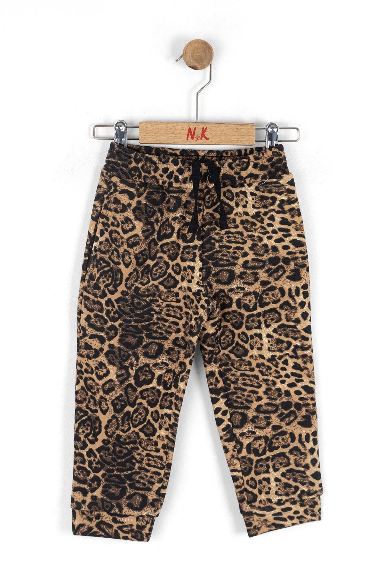 NK Kids Kız Bebek Leopar Desenli Pantolon Kahverengi 59607