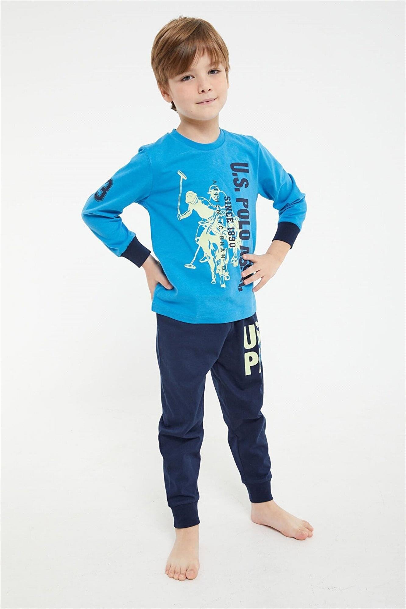 U.S.Polo Erkek Çocuk Pijama Takımı Mavi US1154-4