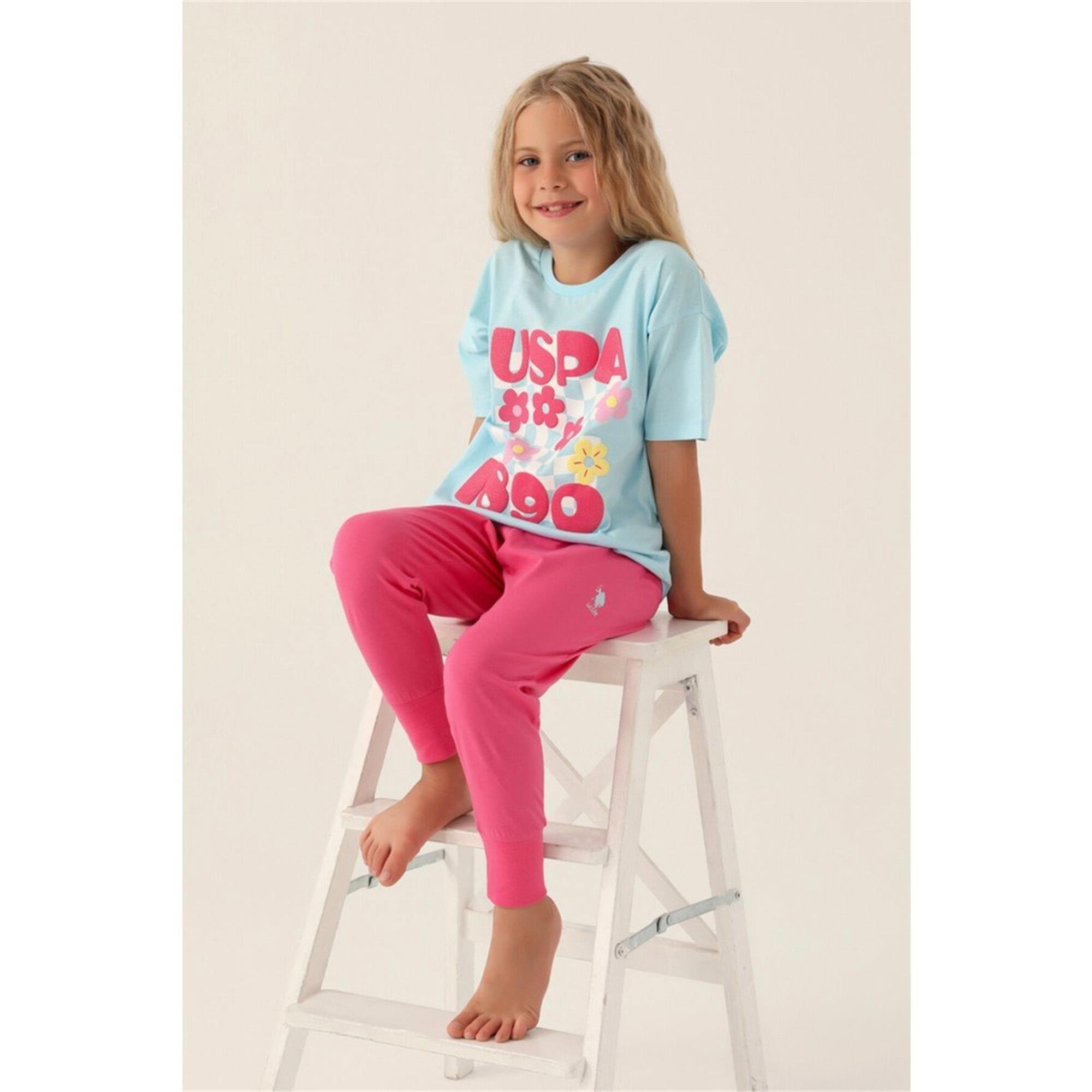 U.S.Polo Kız Çocuk Garson Boy Pijama Takımı Açık Mavi US1812-G