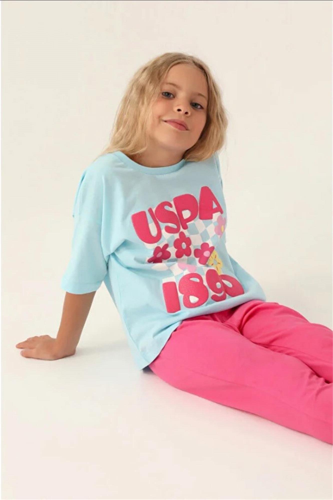 U.S.Polo Kız Çocuk Garson Boy Pijama Takımı Açık Mavi US1812-G