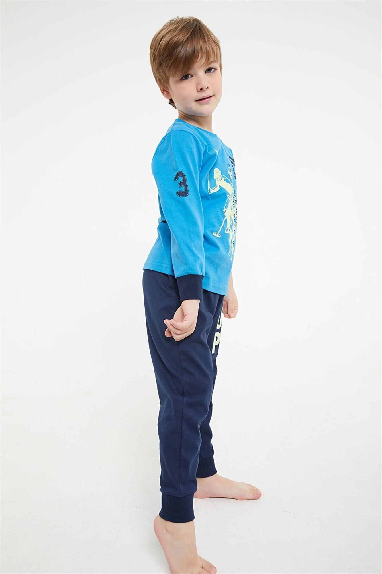 U.S.Polo Erkek Çocuk Pijama Takımı Mavi US1154-4