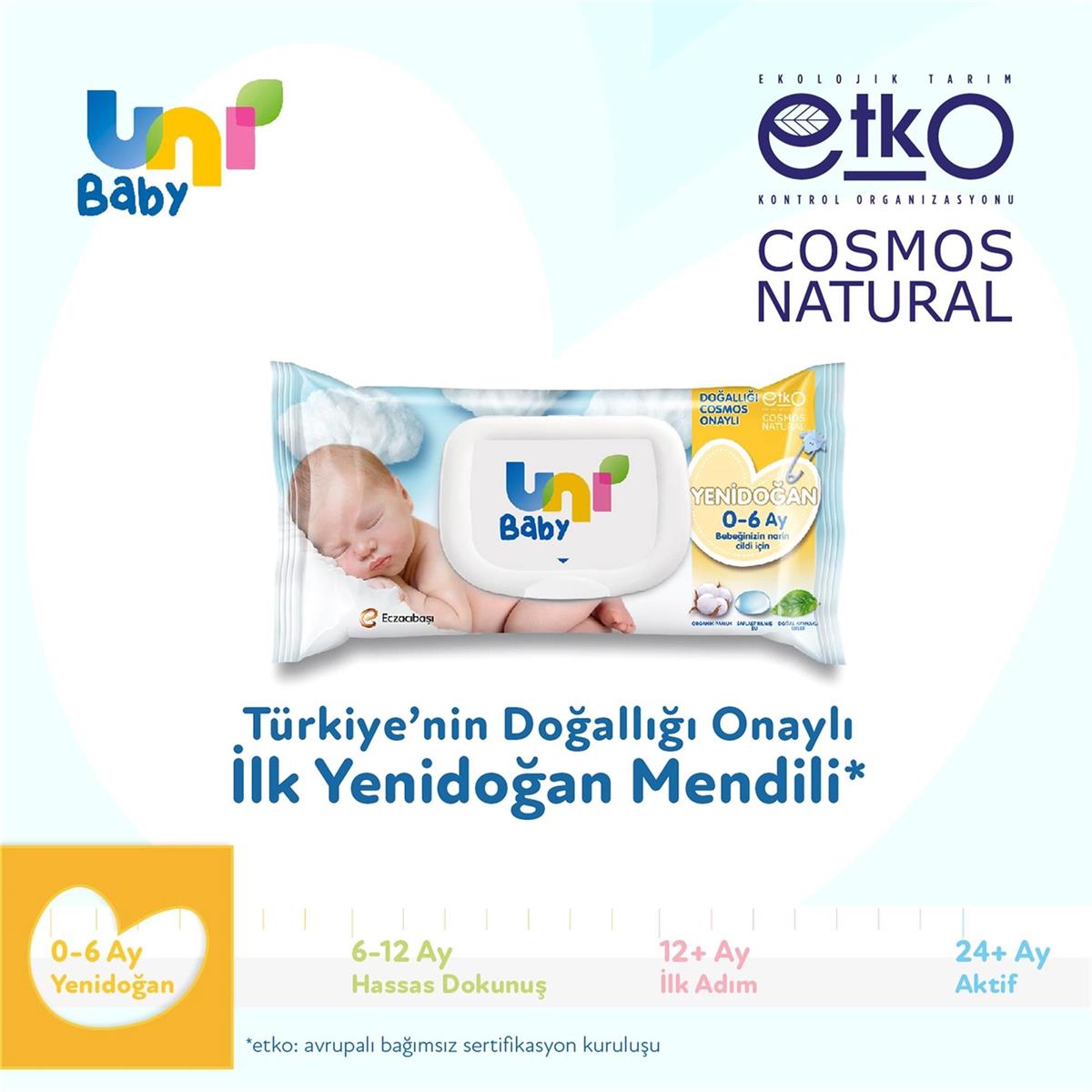 Uni Baby Yenidoğan Cosmos Natural Islak Mendil 12x40