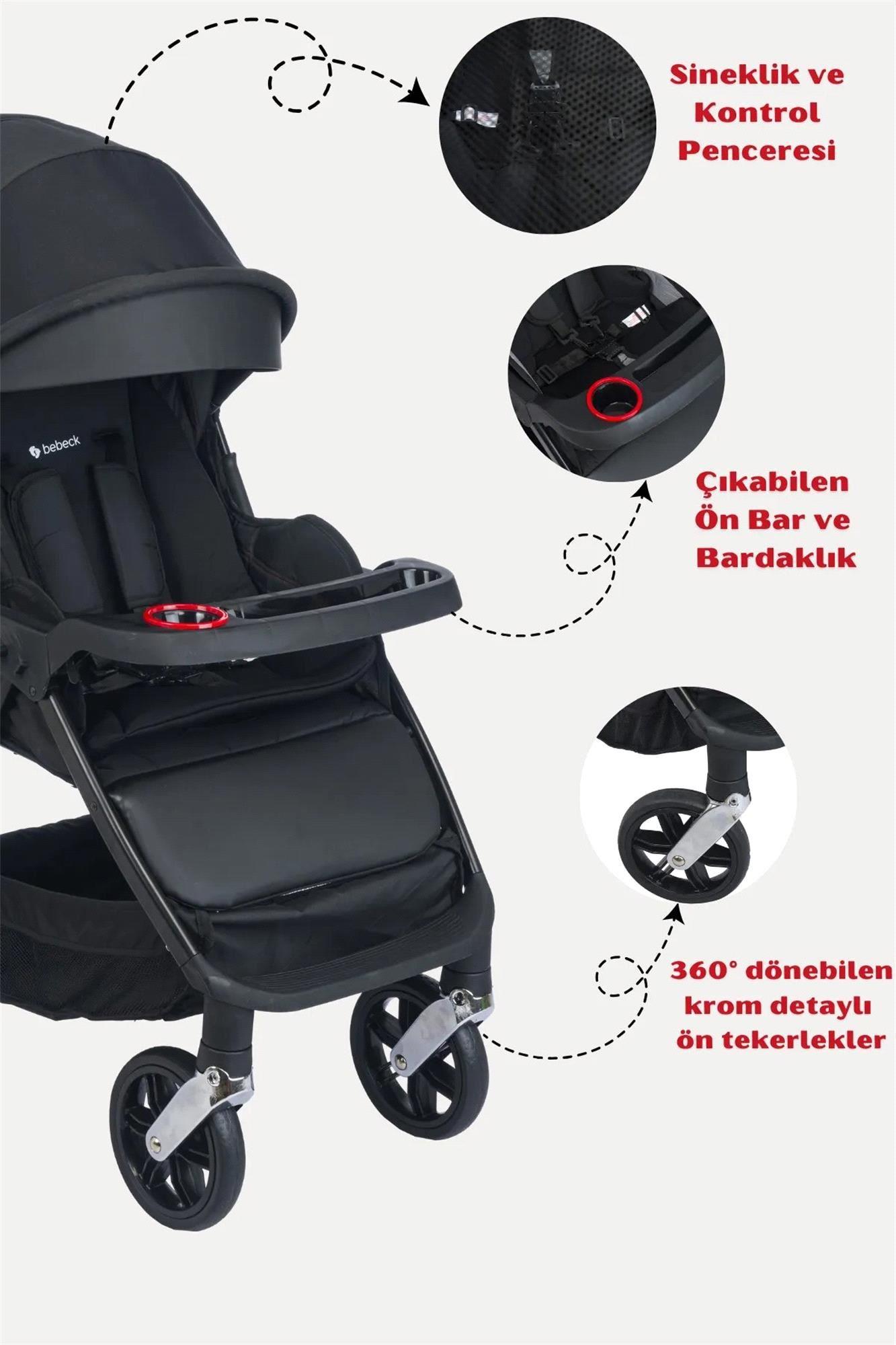 Bebeck Mira Travel Bebek Arabası Çift Yönlü 
