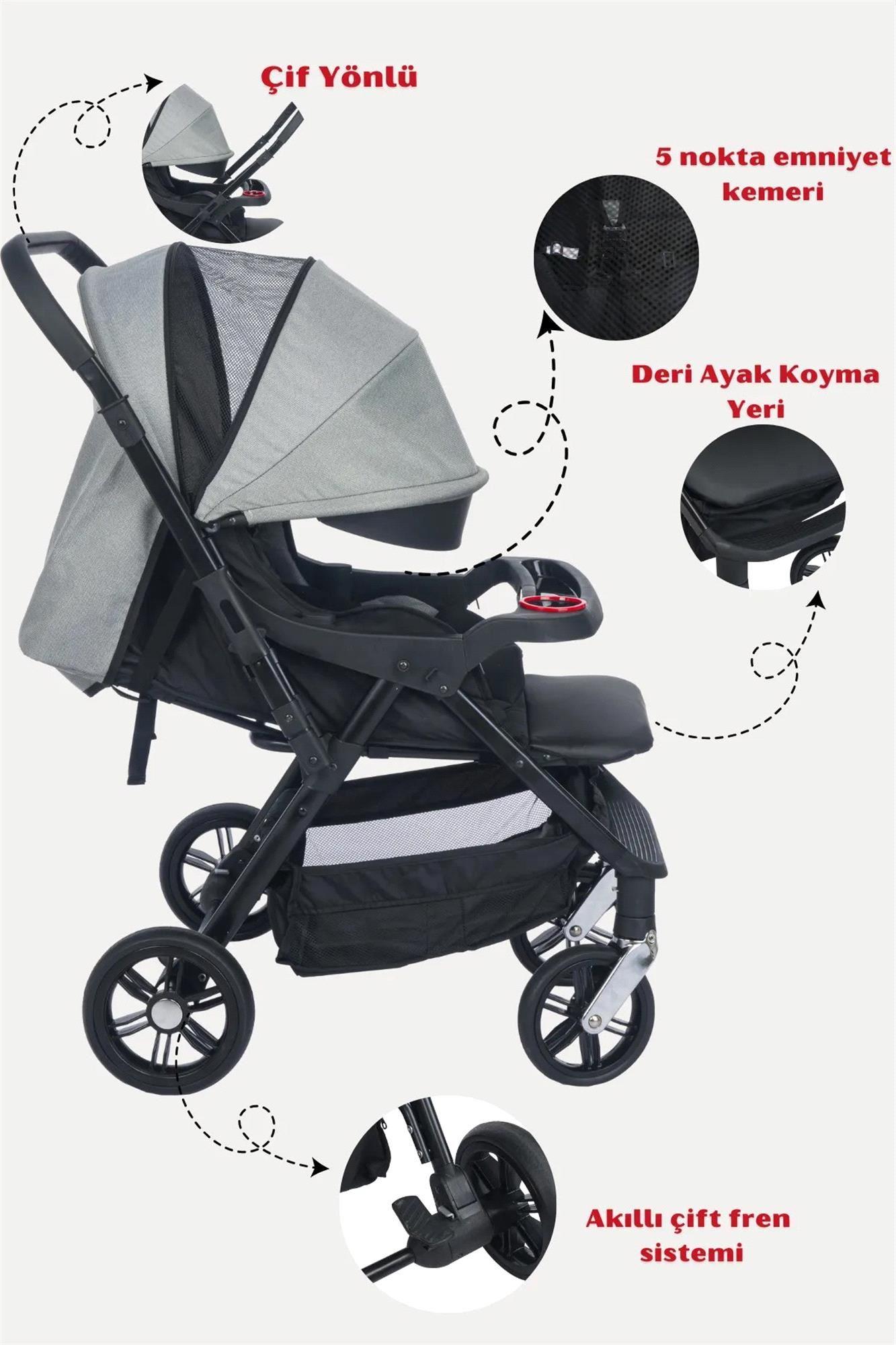 Bebeck Mira Travel Bebek Arabası Çift Yönlü 