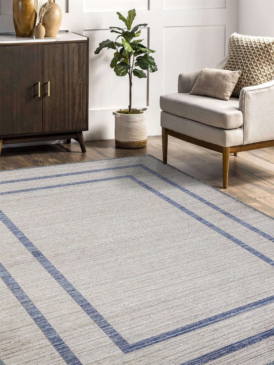İskandinav Kilim Desenli Halı, Dokuma Taban Dekoratif Şönil Halı