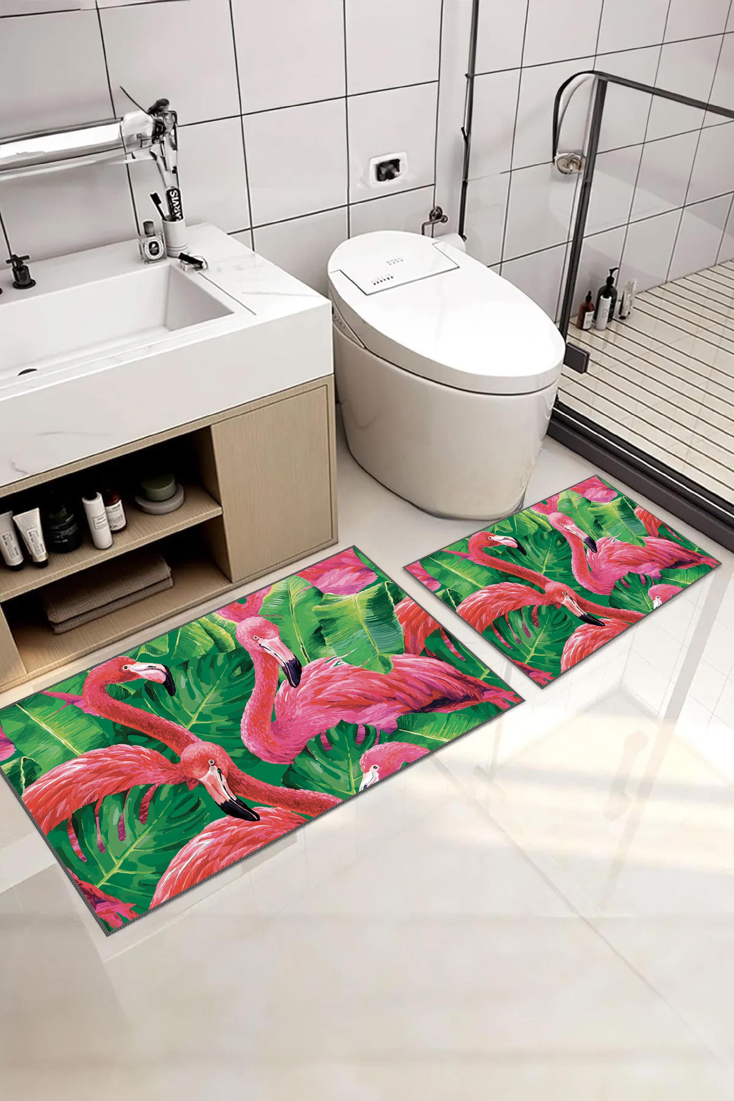 Modern Yıkanabilir 2li Banyo Halısı Paspas