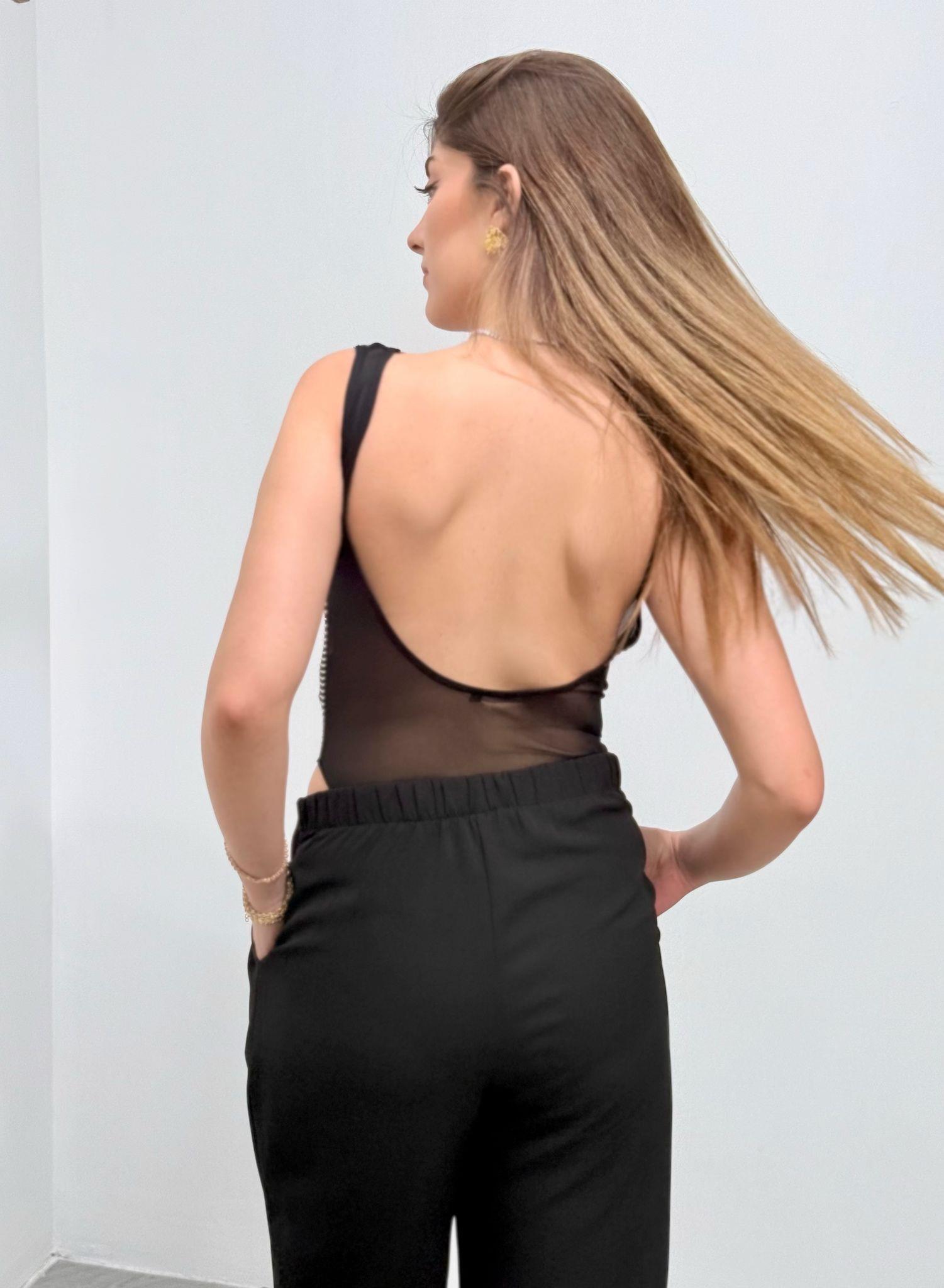  Full Taşlı Kolsuz Çıtçıtlı Tasarım Bodysuit