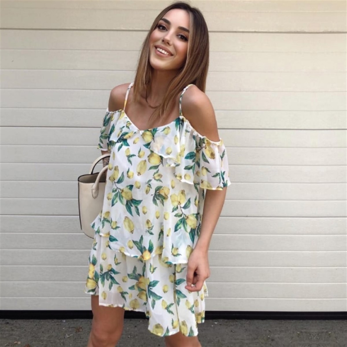  LIMON DESEN ŞİFON ELBİSE