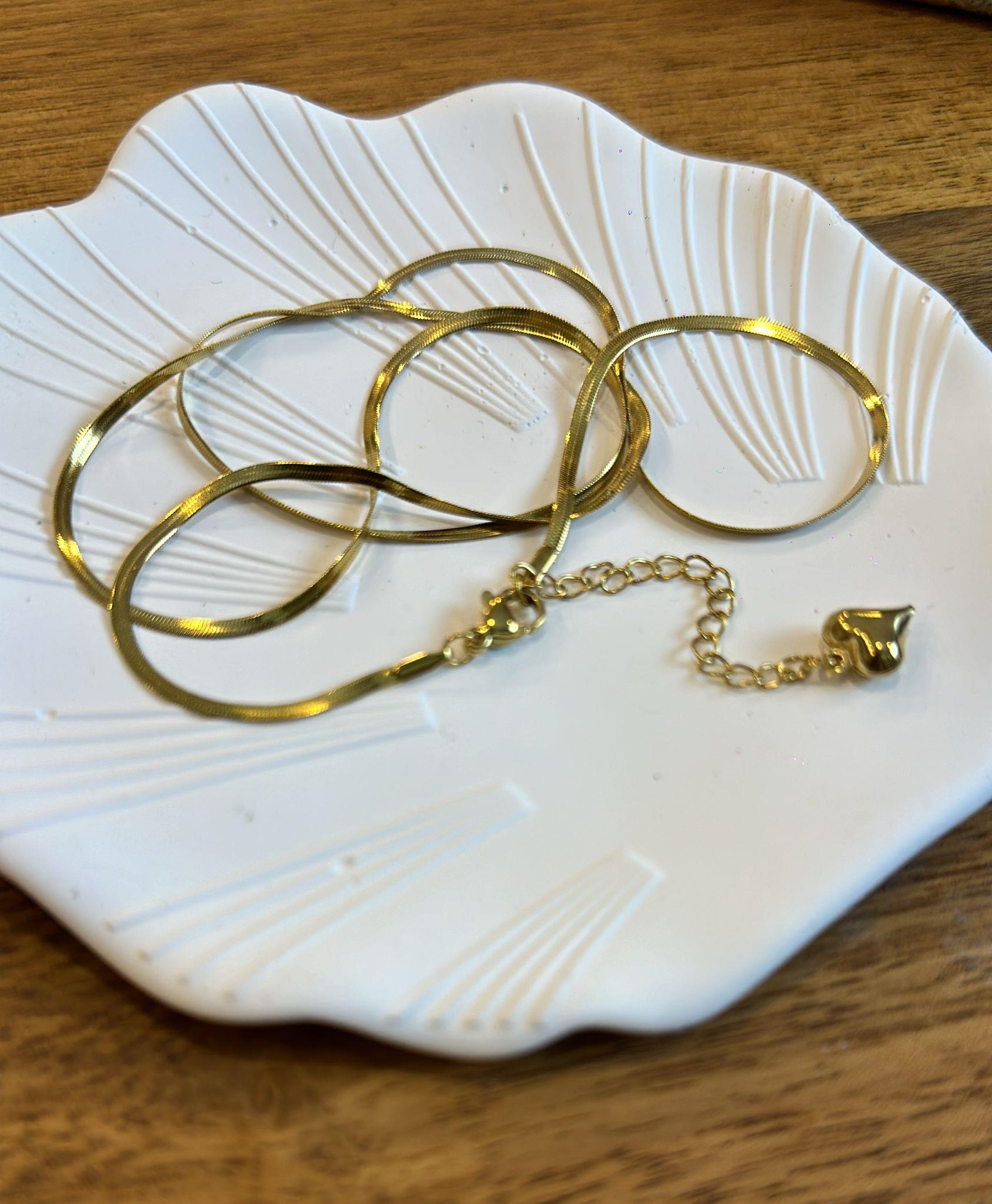 Altın Kaplama Çelik Kalp Sarkaçlı İtalyan Zincir Kolye 