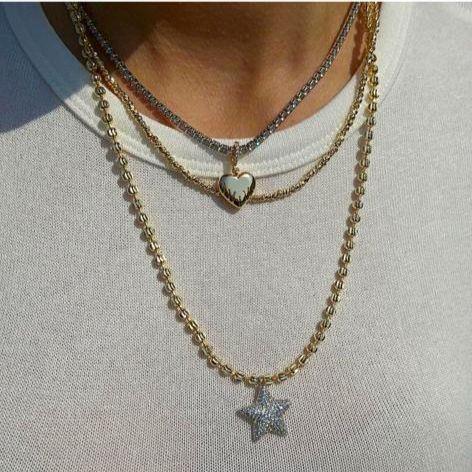 Altın Kaplama Çelik Su Yolu Zirkon Taşlı Kalp Detay Kolye 