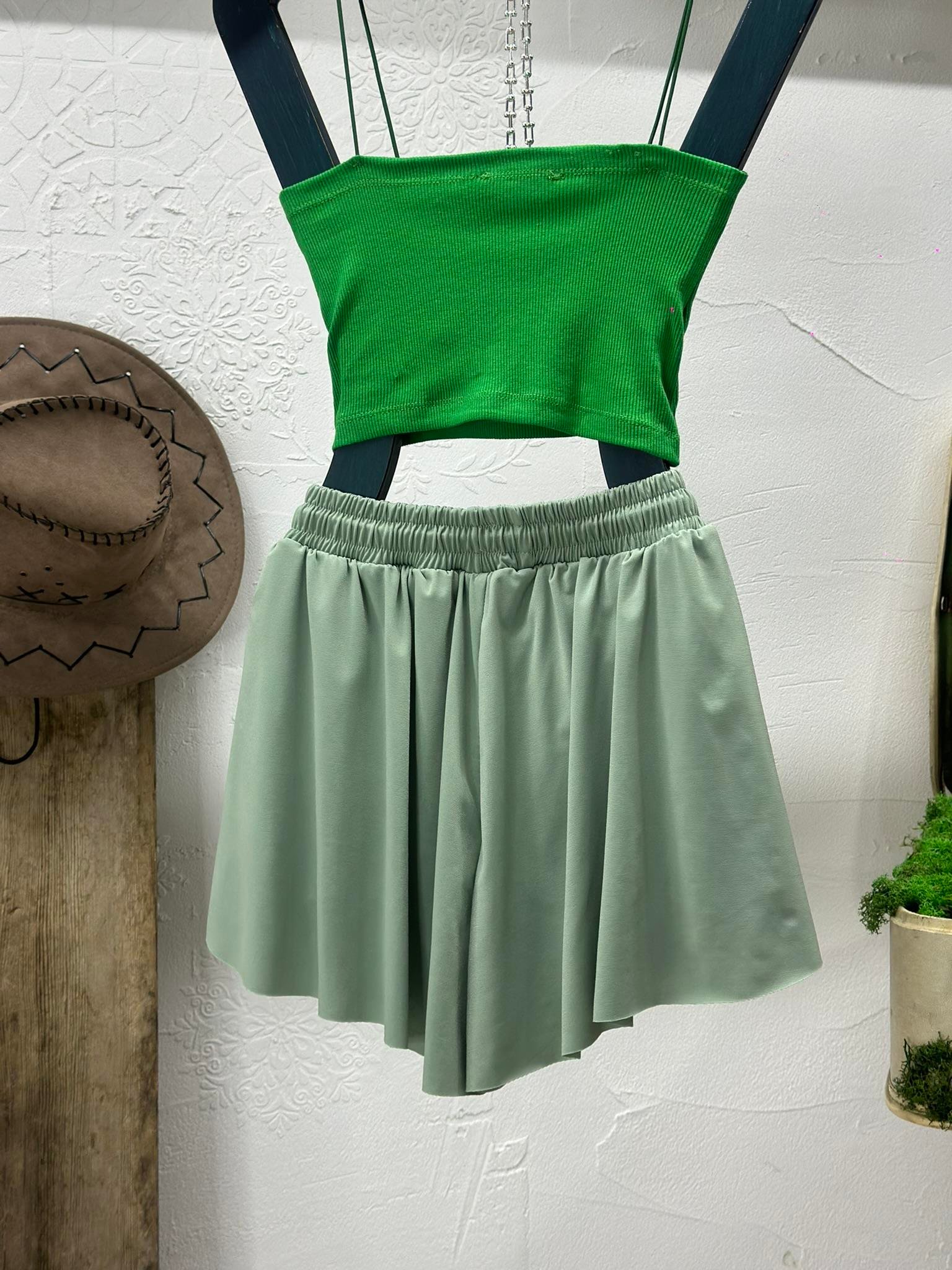 Astarlı Bağcıklı Mini Şort Etek