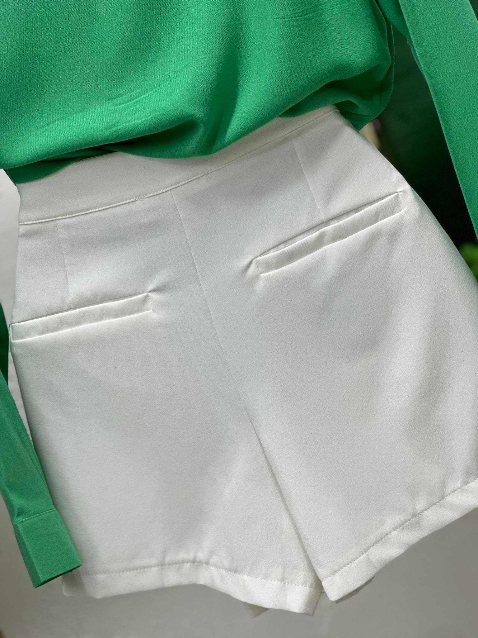 Atlas Kumaş Pileli Bel Detay Şort Etek 