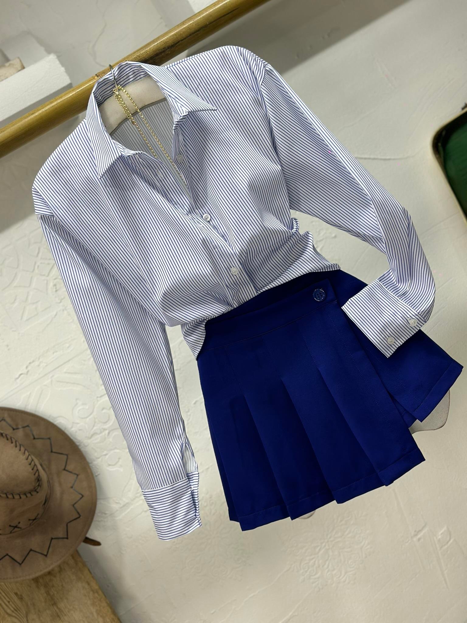 Atlas Kumaş Pileli Bel Detay Şort Etek 