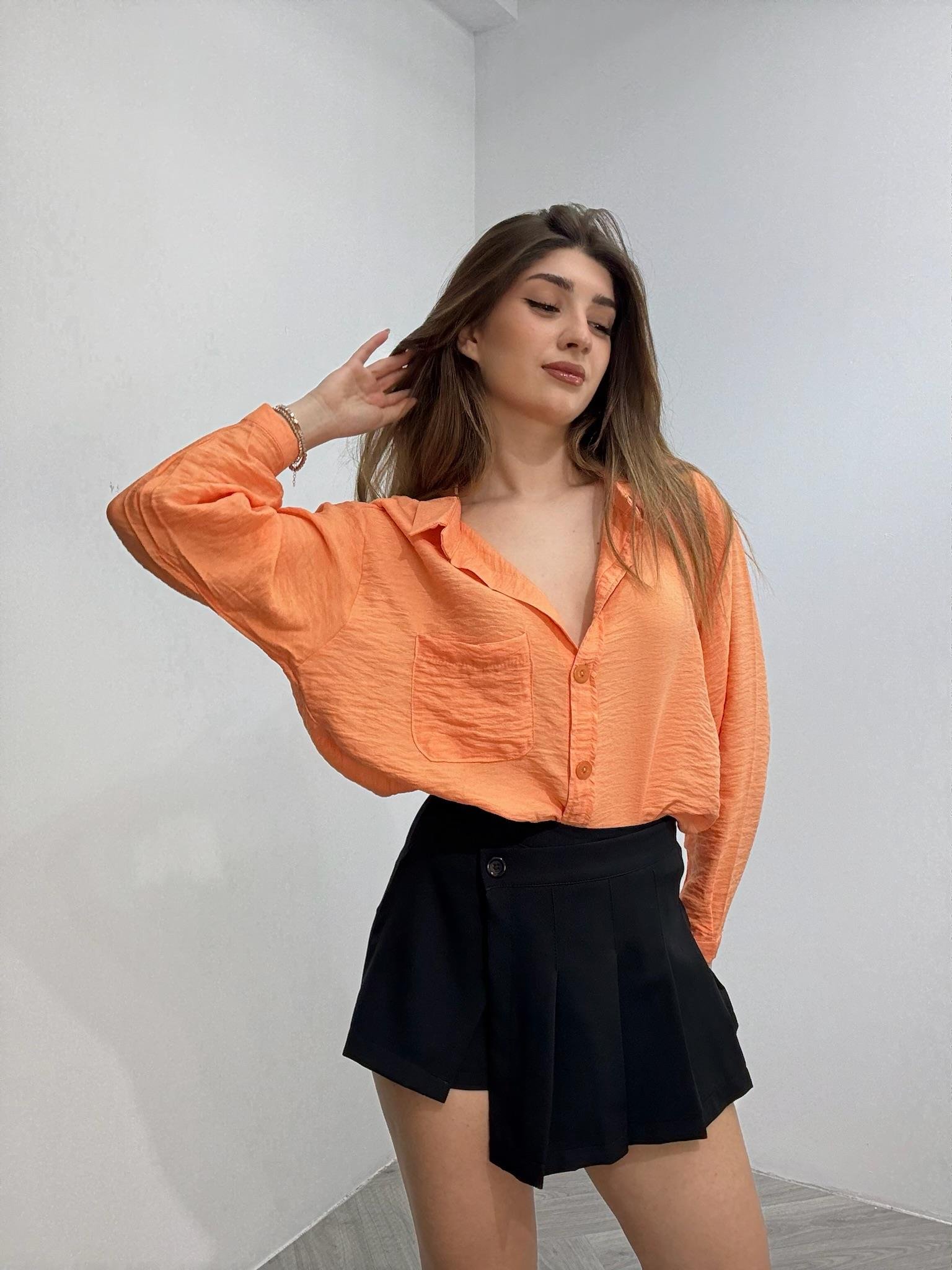 Atlas Kumaş Pileli Bel Detay Şort Etek 