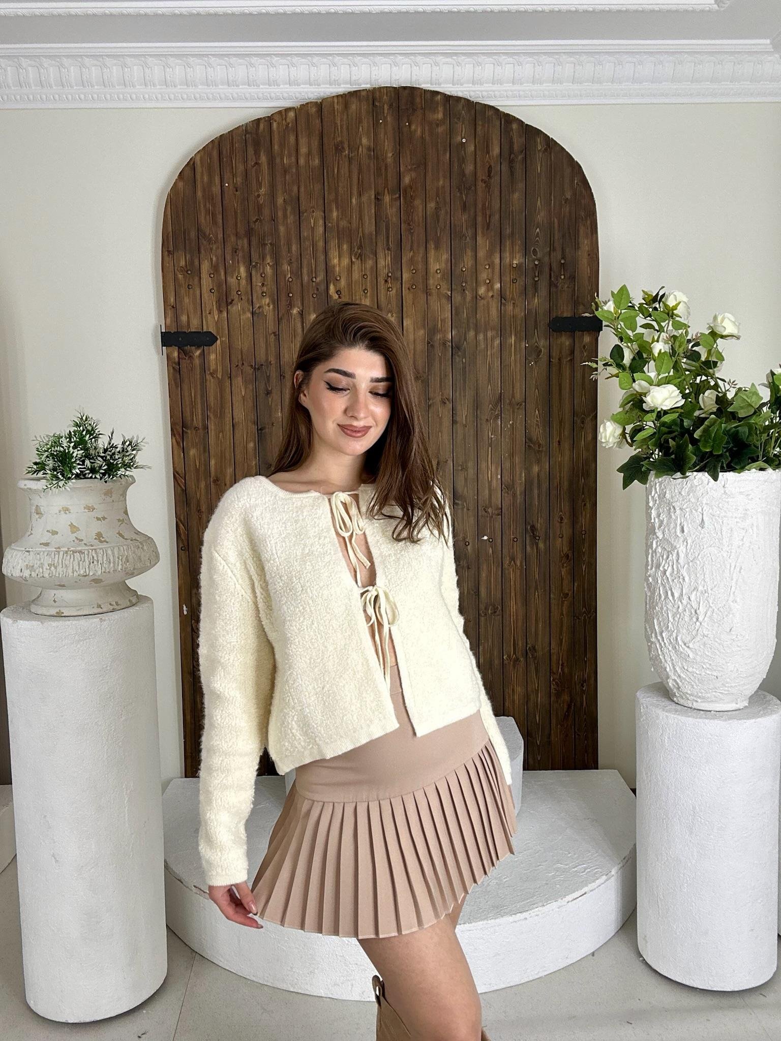 Atlas Kumaş Piliseli Renkli Mini Etek 