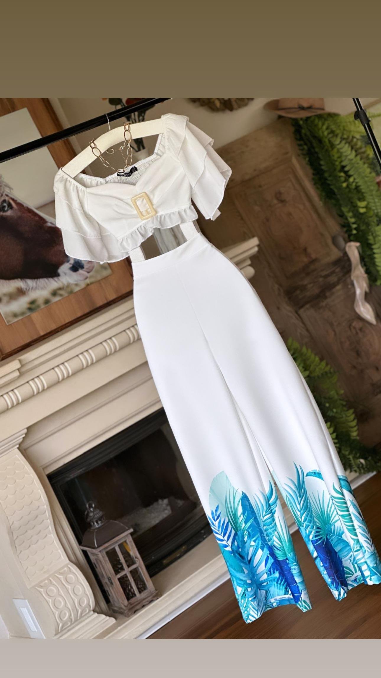 Atlas Kumaş Salaş Pantolon Ottom Kumaş Gipeli Bluz İkili Takım 