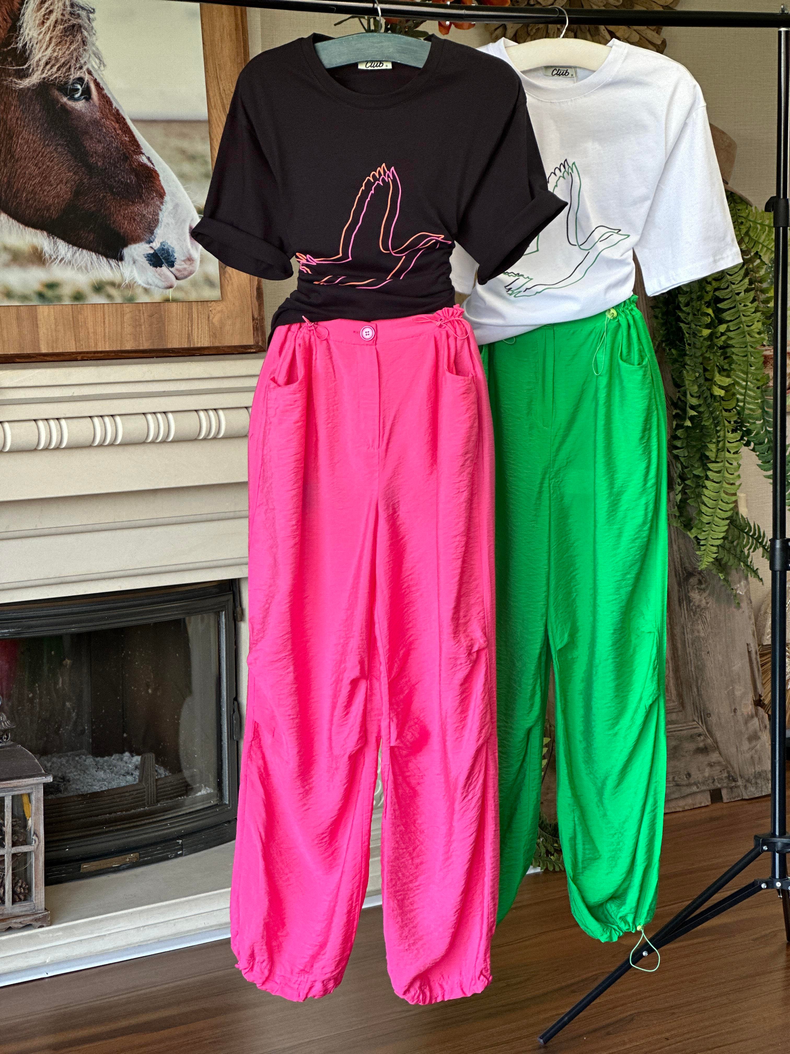 Bel ve Paça Büzgü Ayarlı Paraşüt Pantolon