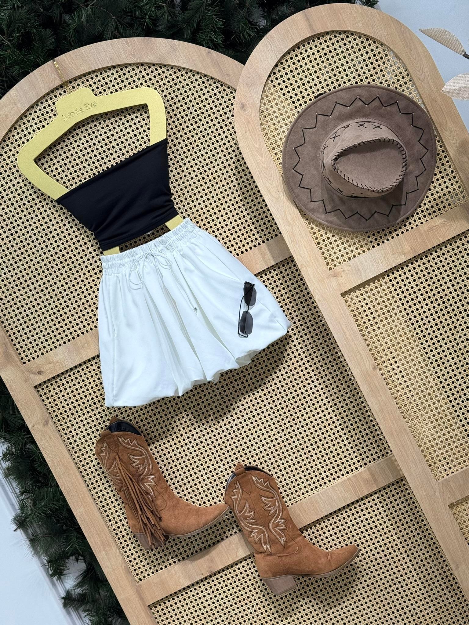 Beli Lastikli Cepli Mini Balon Etek Beyaz