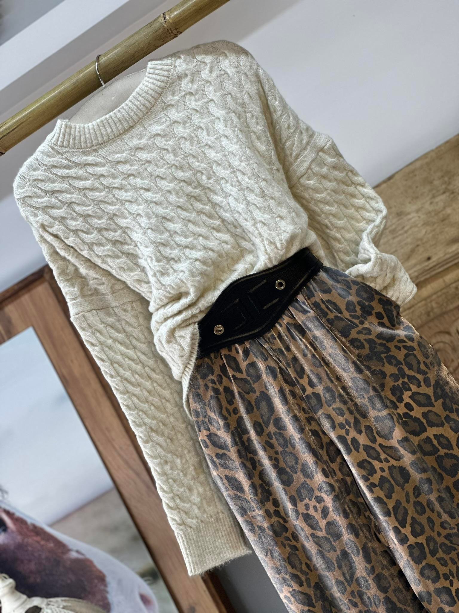 Bisiklet Yaka Örgü  Desen Triko Kazak