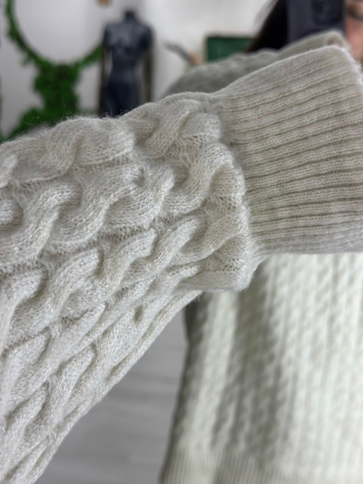 Bisiklet Yaka Örgü  Desen Triko Kazak