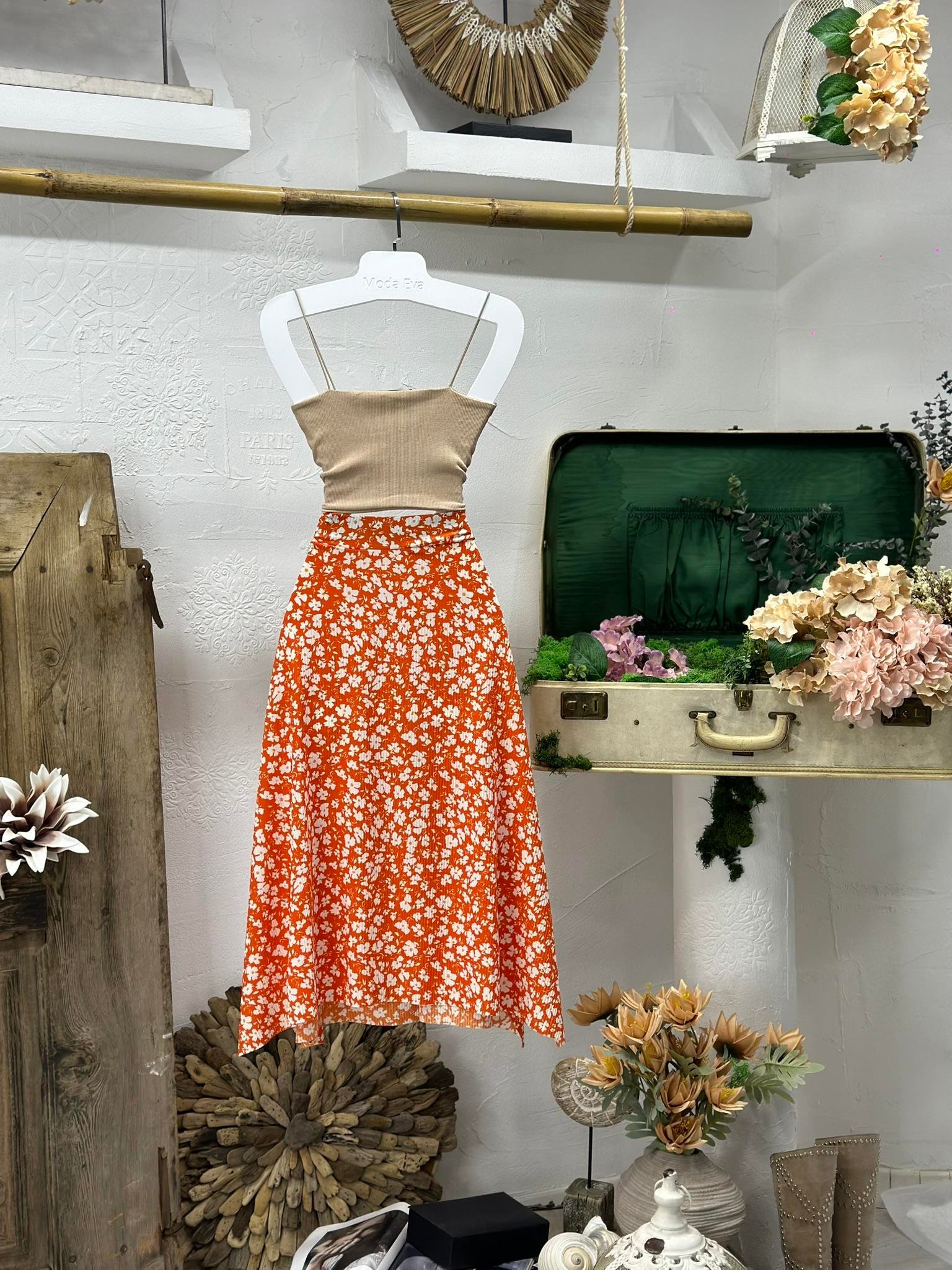 Bürümcük Kumaş Asimetrik Kesim Midi Boy Etek 