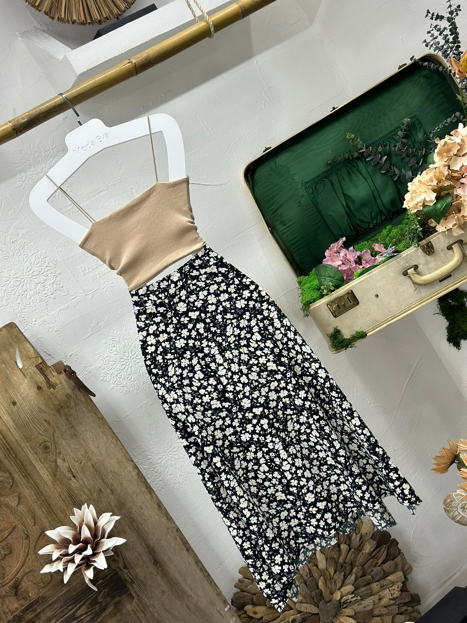 Bürümcük Kumaş Asimetrik Kesim Midi Boy Etek 